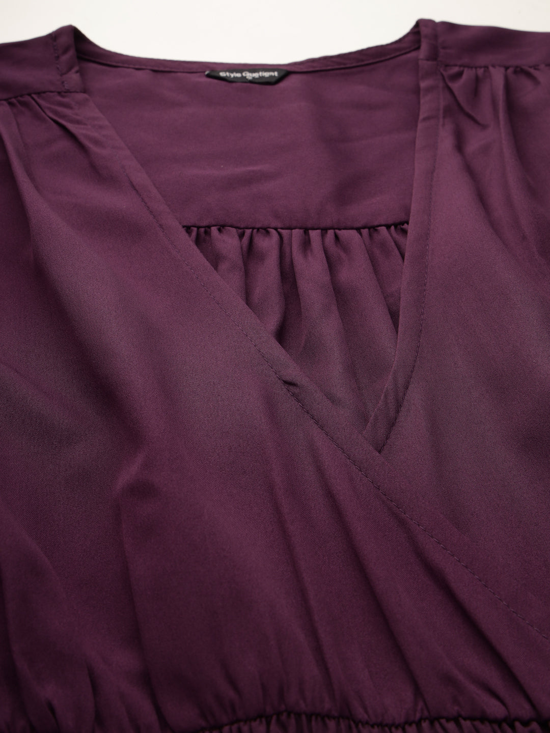 Style Quotient Women Solid Purple Polyester Smart Casual Wrap Top-Tops-StyleQuotient