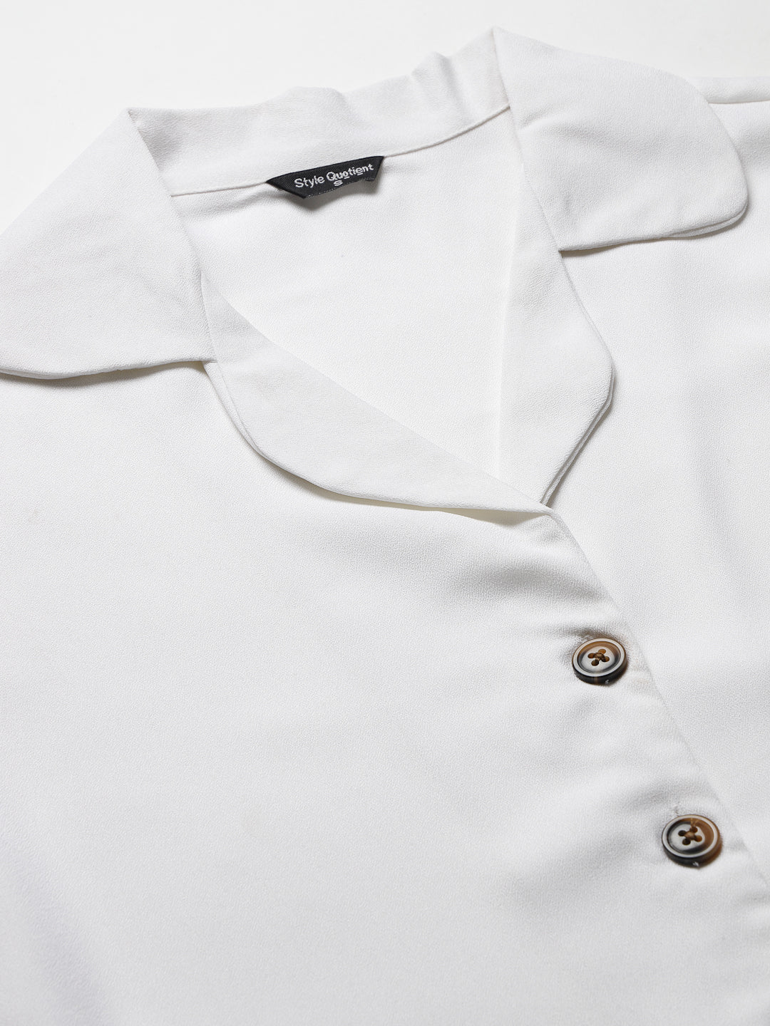 Style Quotient Women Solid White Polycrepe Regular Formal Shirt-Shirts-StyleQuotient