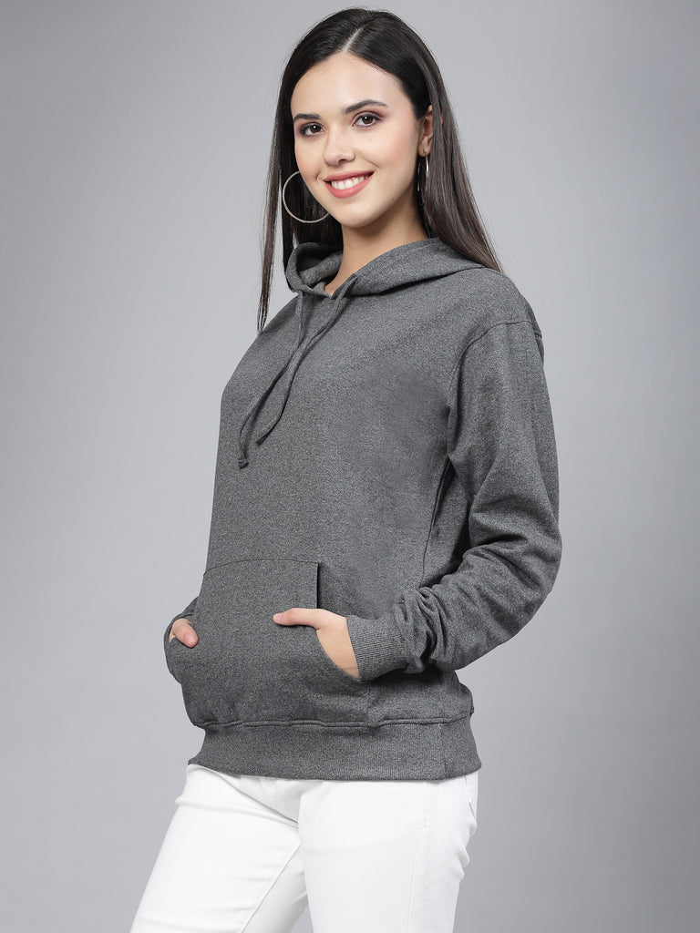 Style Quotient women grey hooded oversized sweatshirt-Sweaters-StyleQuotient