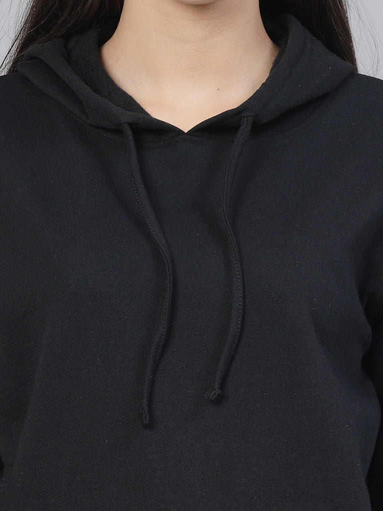 Style Quotient women black hooded oversized sweatshirt-Sweaters-StyleQuotient