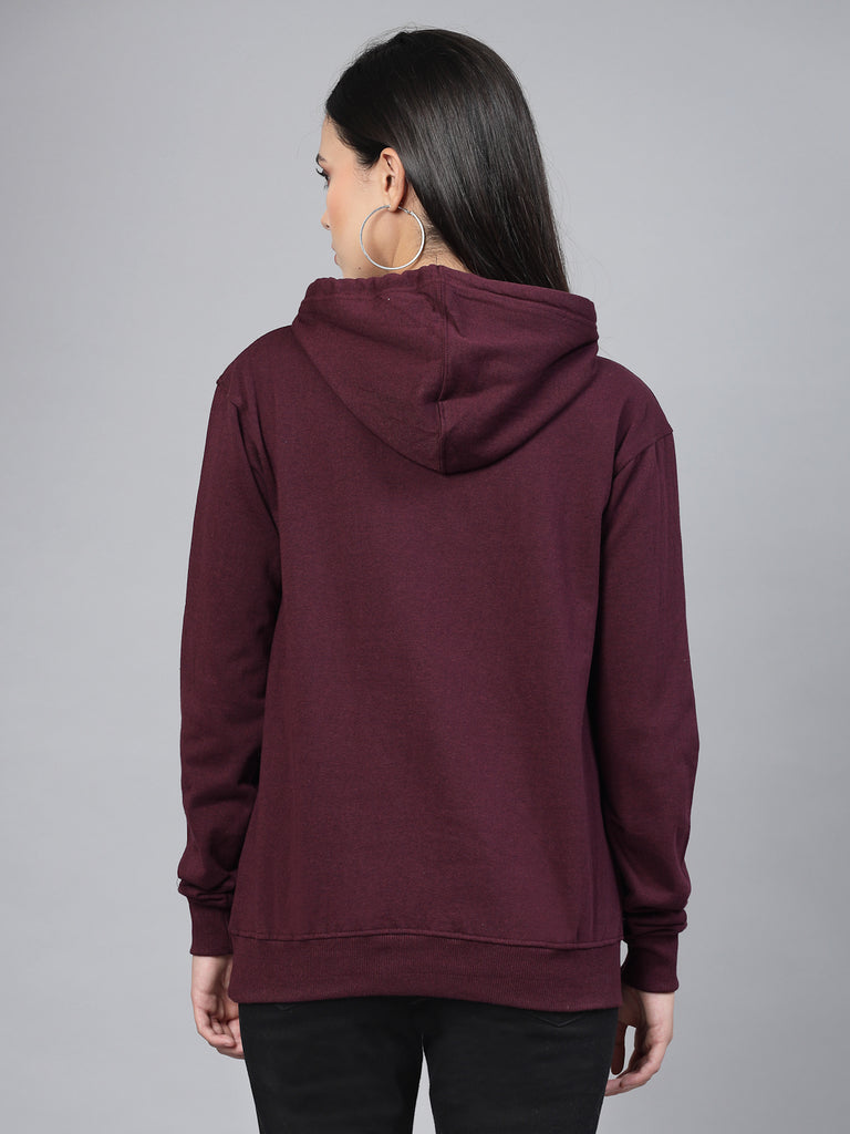 Style Quotient women maroon hooded oversized sweatshirt-Sweaters-StyleQuotient