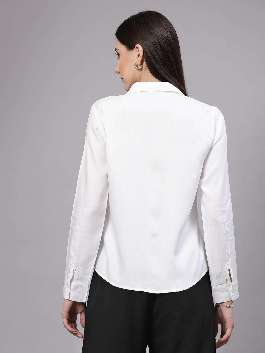 Style Quotient Women Solid White Rayon Regular Shirt-Shirts-StyleQuotient