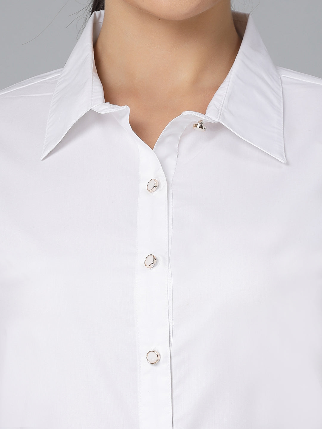 Style Quotient Women Solid White polycotton Formal Shirt-Shirts-StyleQuotient