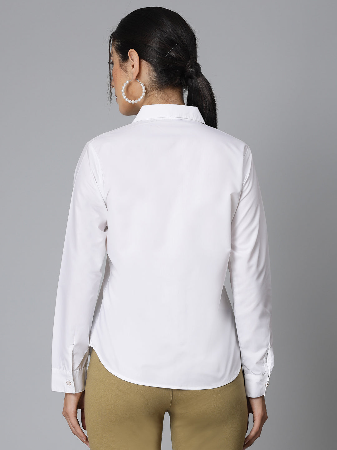 Style Quotient Women Solid White polycotton Formal Shirt-Shirts-StyleQuotient