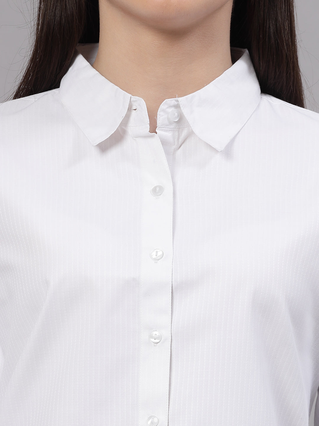 Style Quotient Women Self Design White polycotton Formal Shirt-Shirts-StyleQuotient