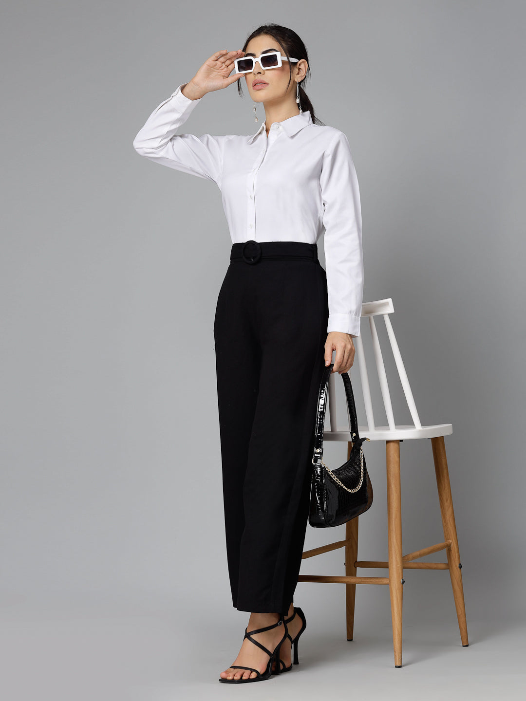 Style Quotient Women Self Design White polycotton Formal Shirt-Shirts-StyleQuotient