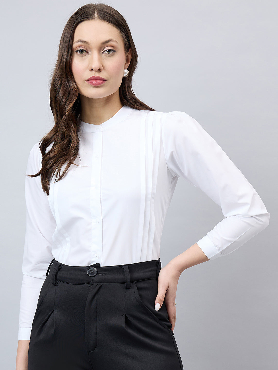 Style Quotient Women Solid White Polycotton Regular Shirt-Shirts-StyleQuotient
