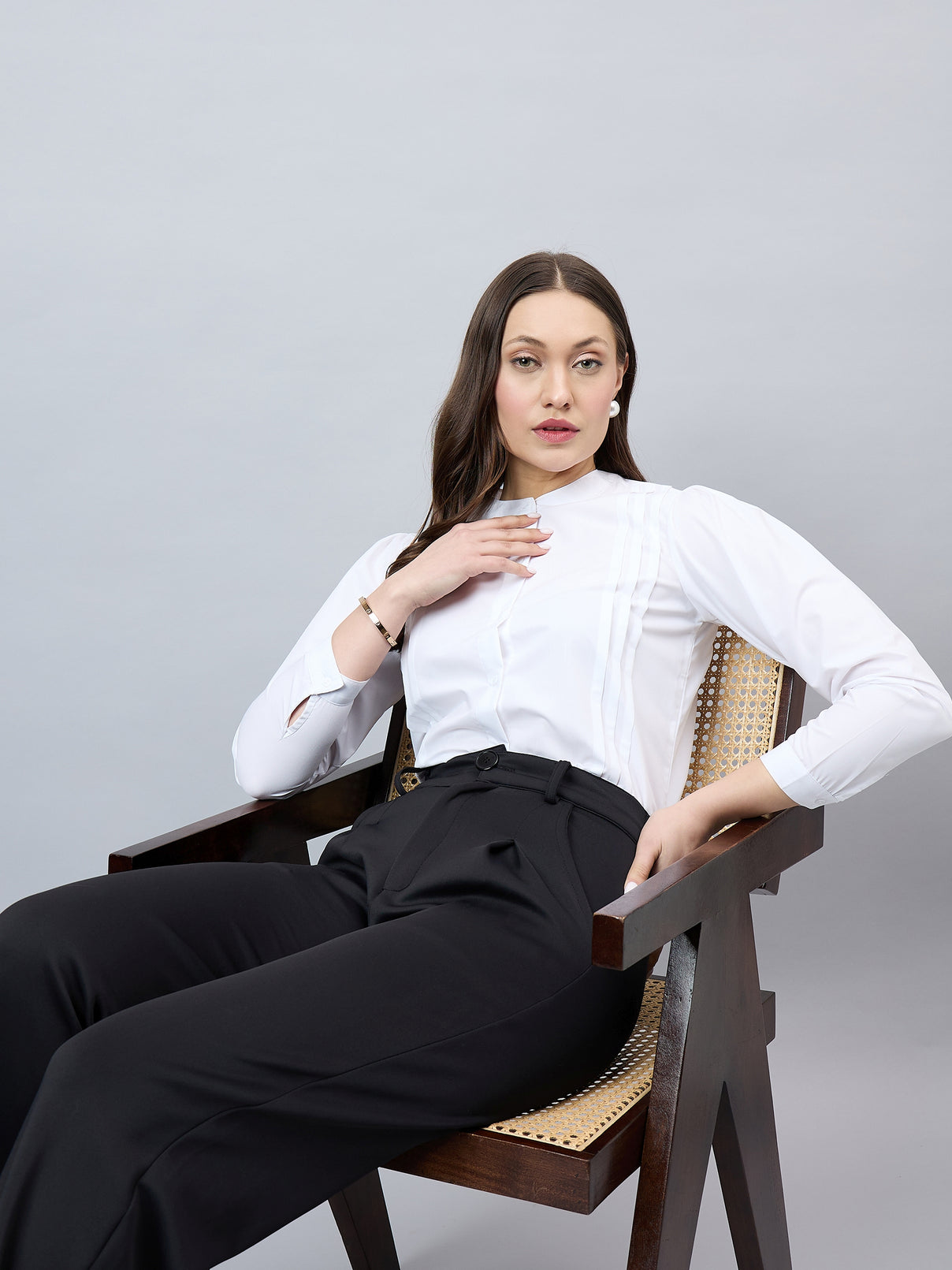 Style Quotient Women Solid White Polycotton Regular Shirt-Shirts-StyleQuotient