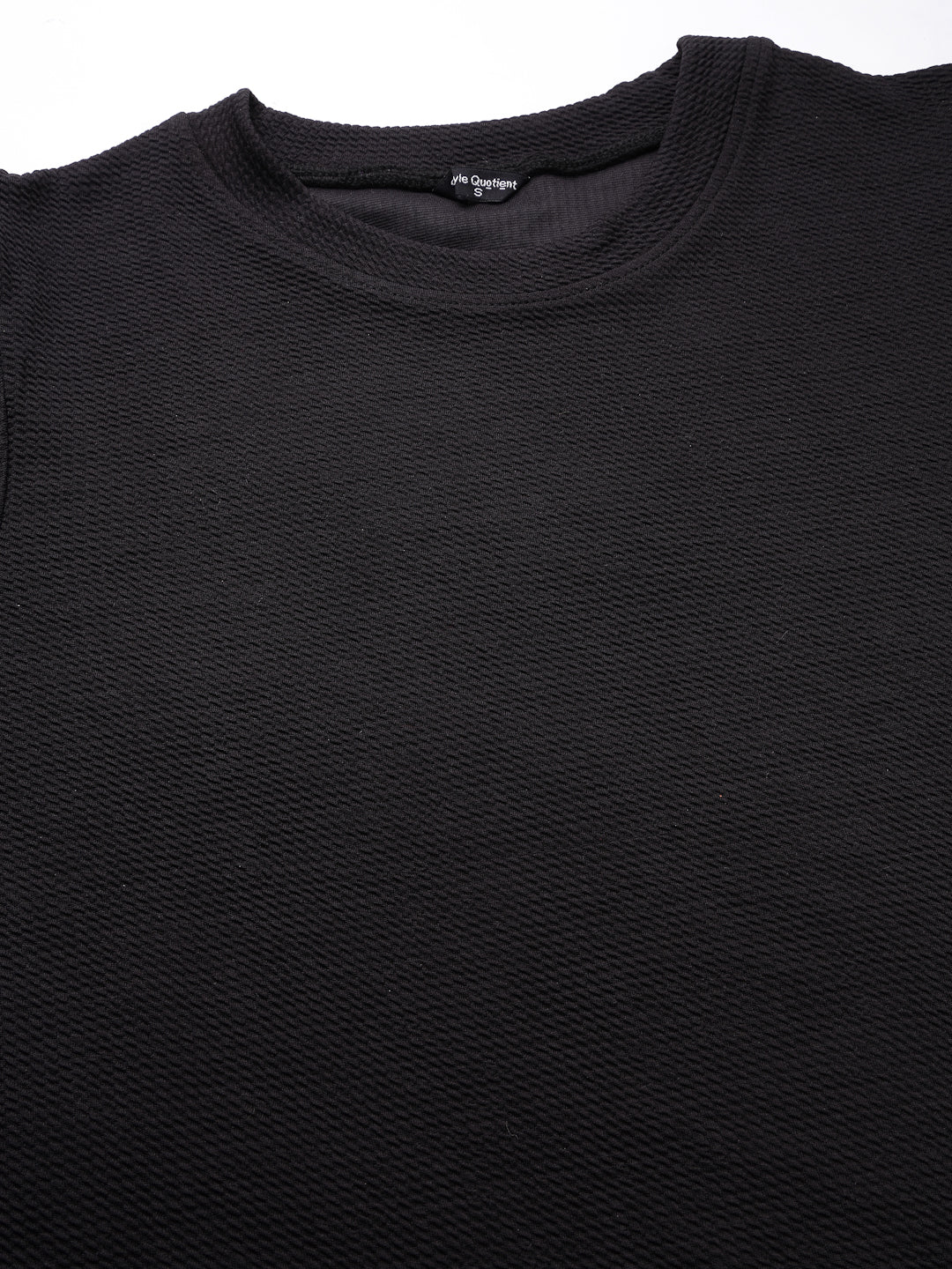 Style Quotient Women Black Poly Knit Smart Casual Top-Tops-StyleQuotient