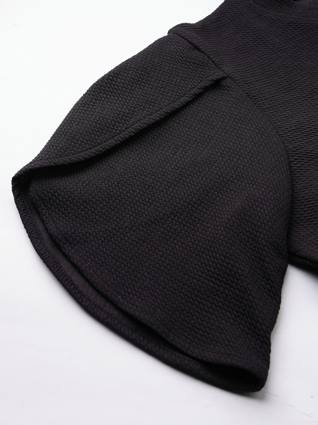 Style Quotient Women Black Poly Knit Smart Casual Top-Tops-StyleQuotient