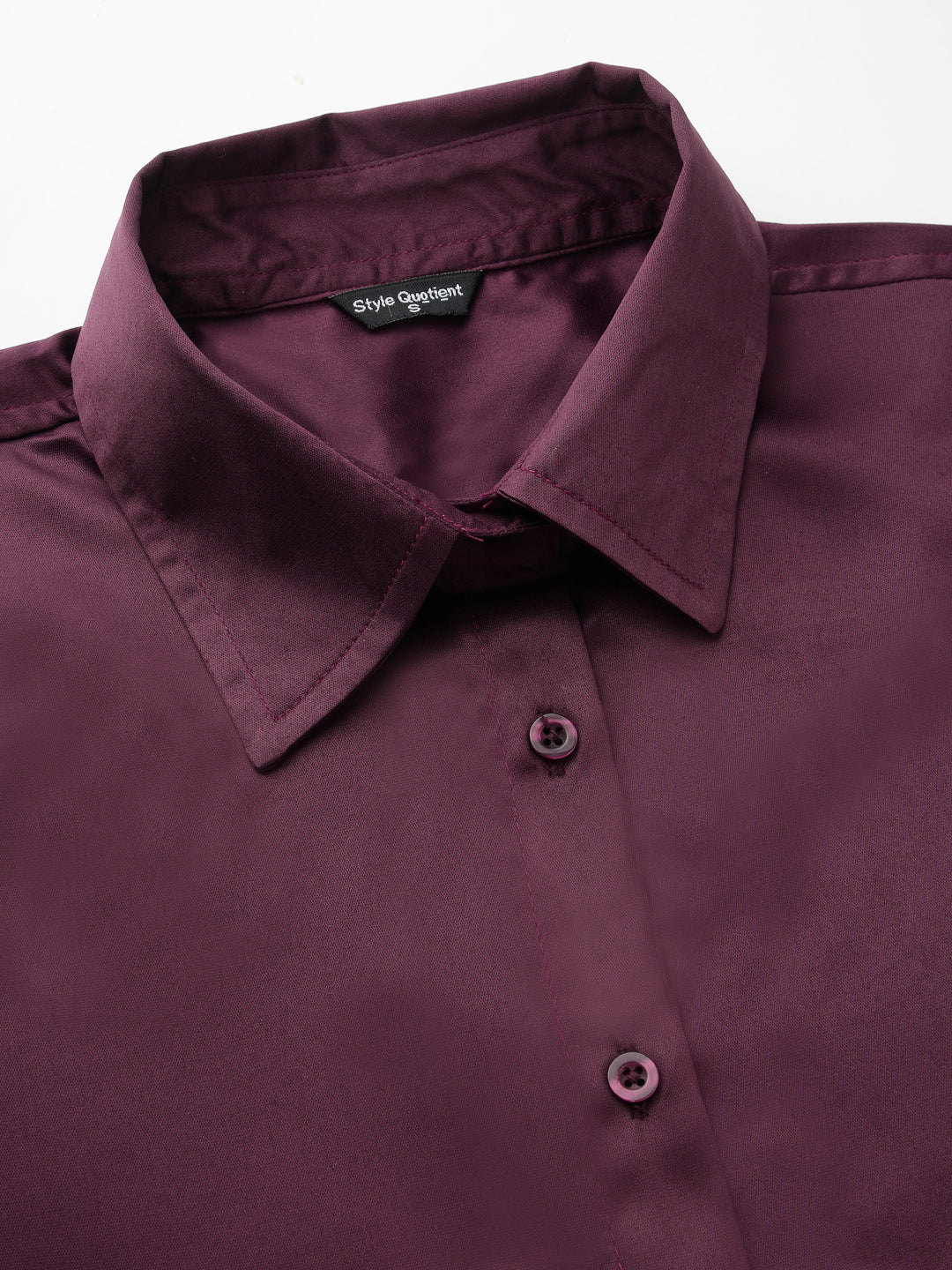 Style Quotient Women Wine Satin Comfort Fit Shirt-Shirts-StyleQuotient