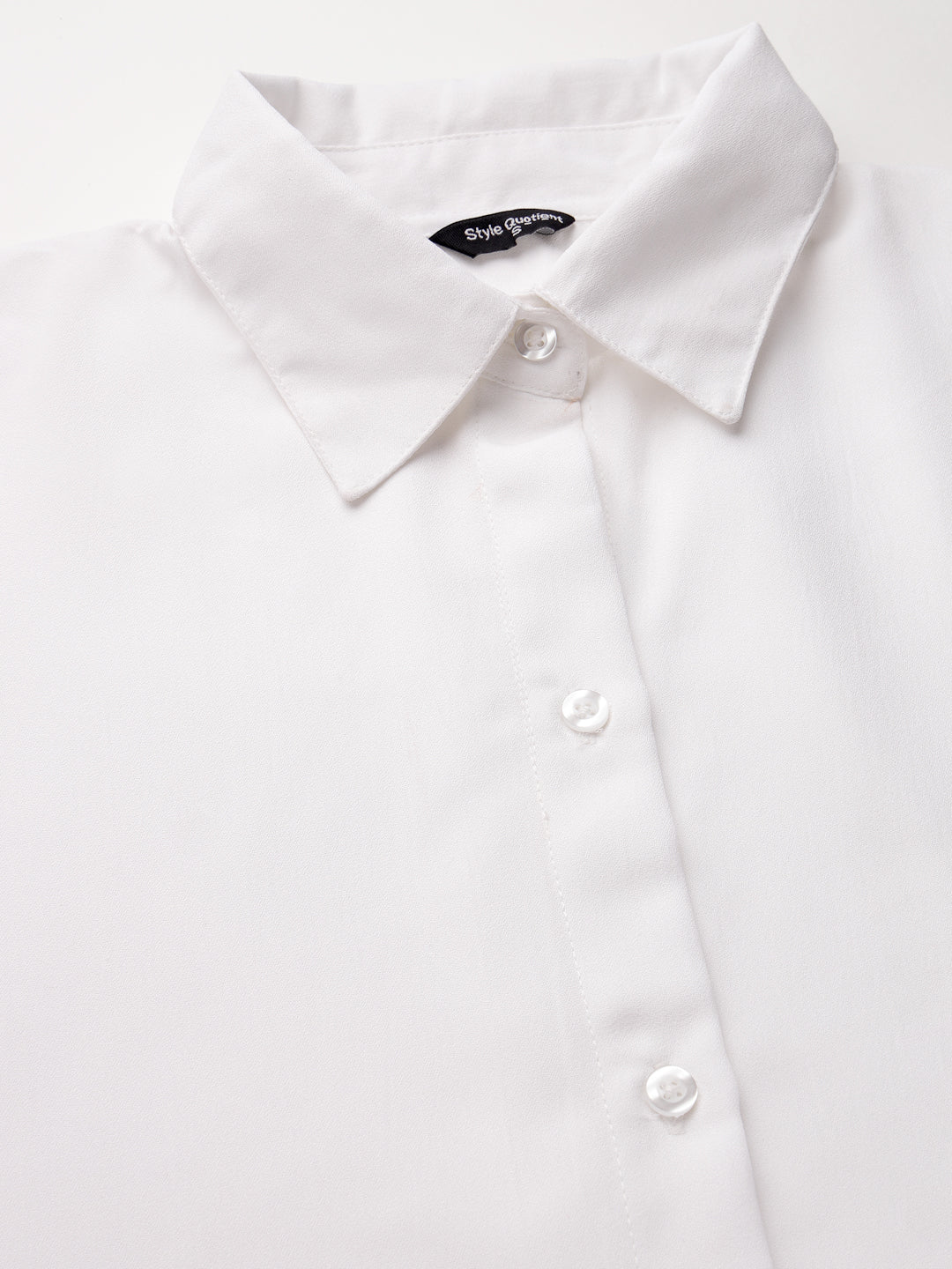 Style Quotient Women Solid White Polyester Formal Shirt-Shirts-StyleQuotient