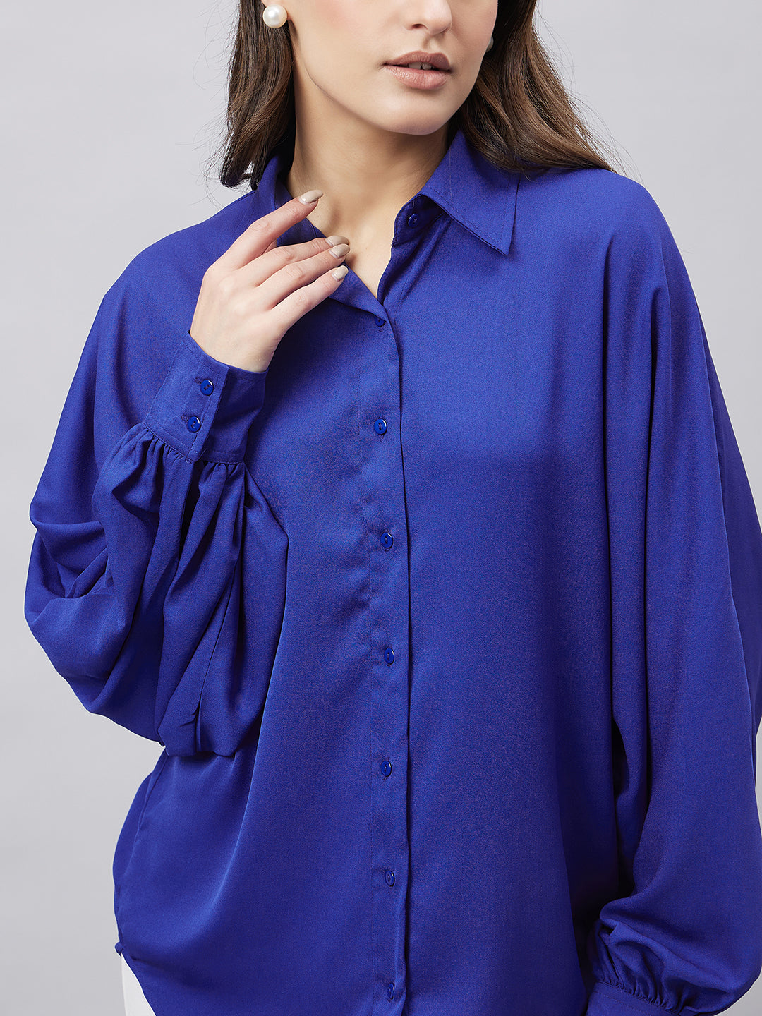 Style Quotient Women Solid Poly Crepe Oversized Casual Shirt-Shirts-StyleQuotient