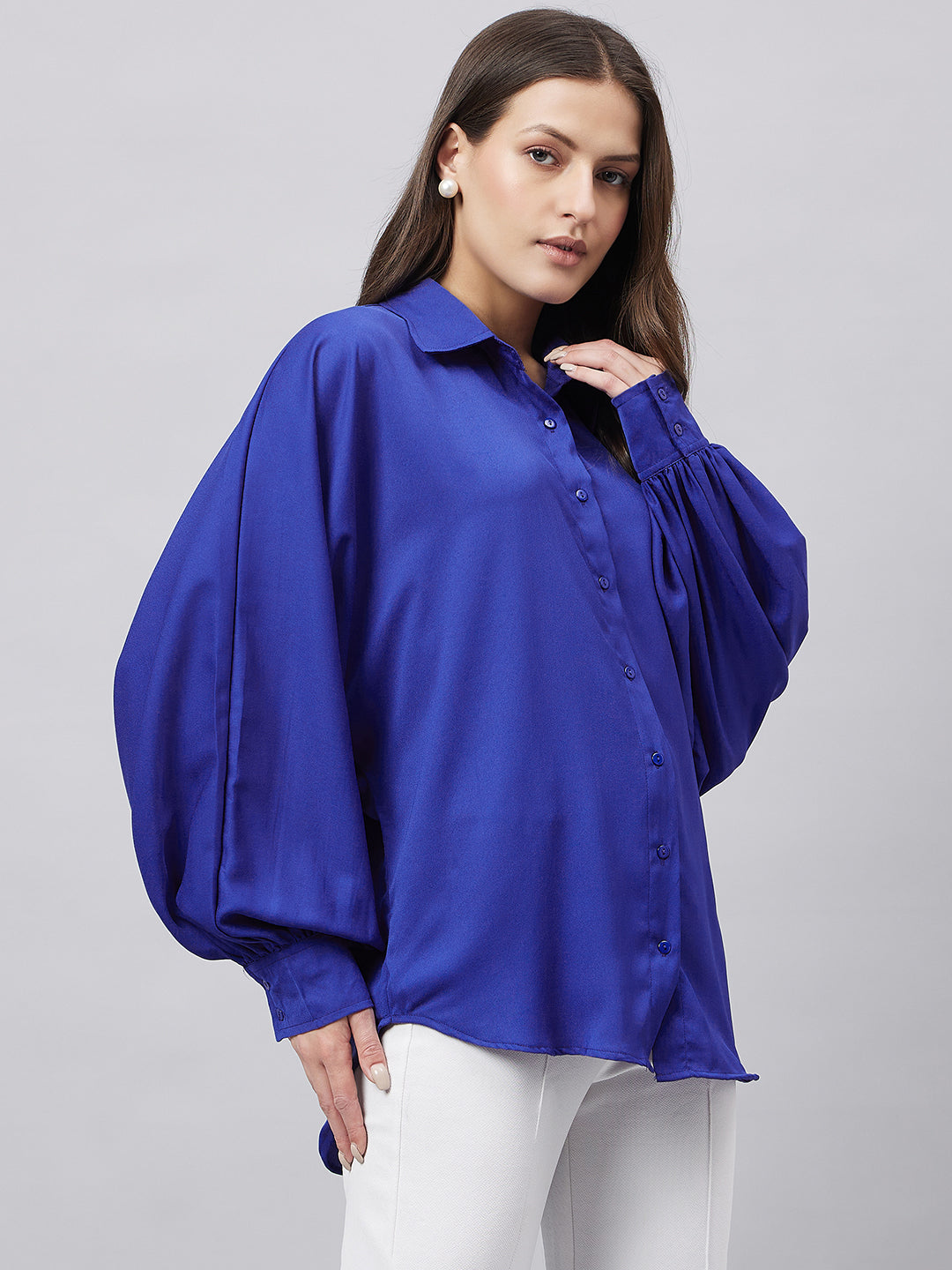 Style Quotient Women Solid Poly Crepe Oversized Casual Shirt-Shirts-StyleQuotient