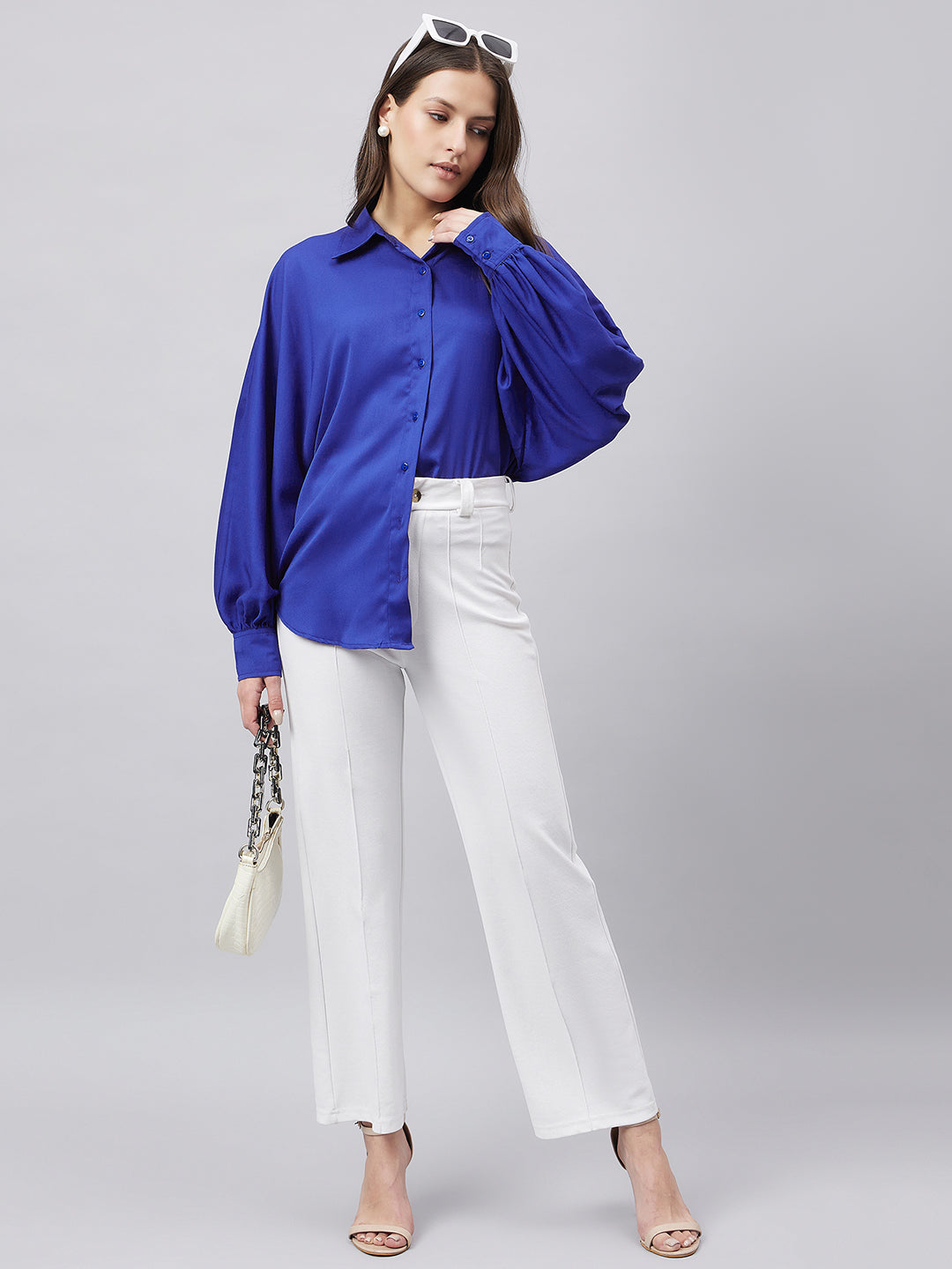 Style Quotient Women Solid Poly Crepe Oversized Casual Shirt-Shirts-StyleQuotient