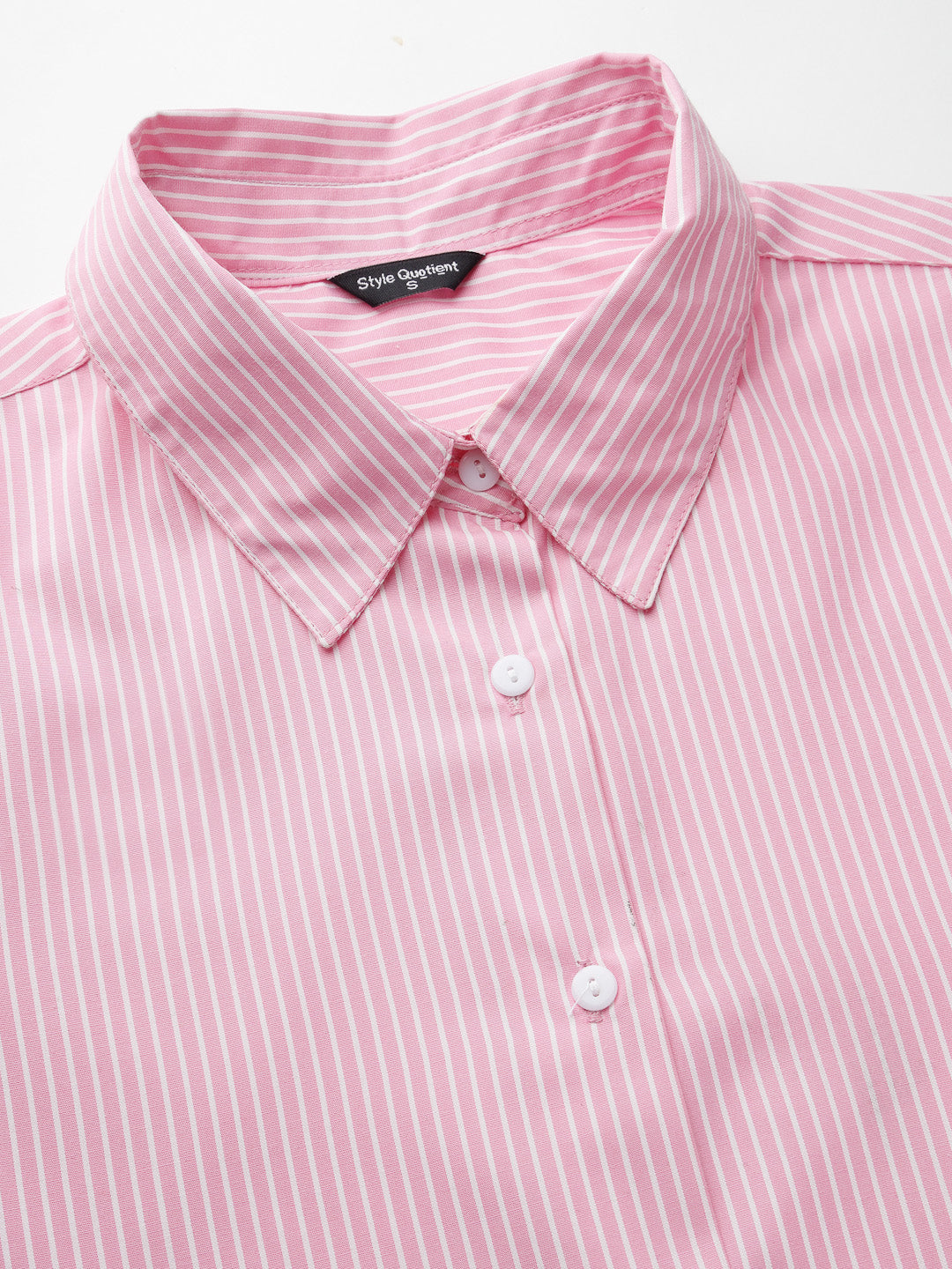 Style Quotients Women Pink And White Cotton Stripe Smart Casual Shirt-Shirts-StyleQuotient