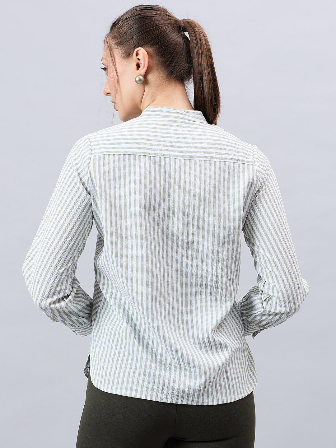 Style Qutotient Womens Striped Full Sleeve V-neck Shirt-Shirts-StyleQuotient