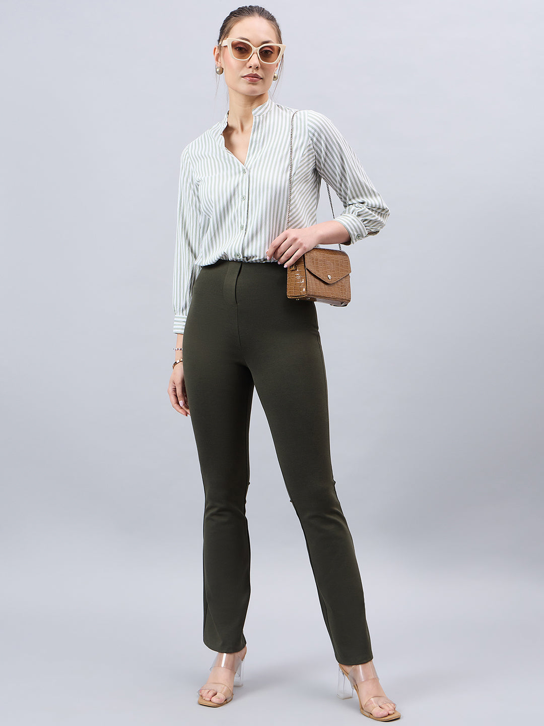 Style Qutotient Womens Striped Full Sleeve V-neck Shirt-Shirts-StyleQuotient