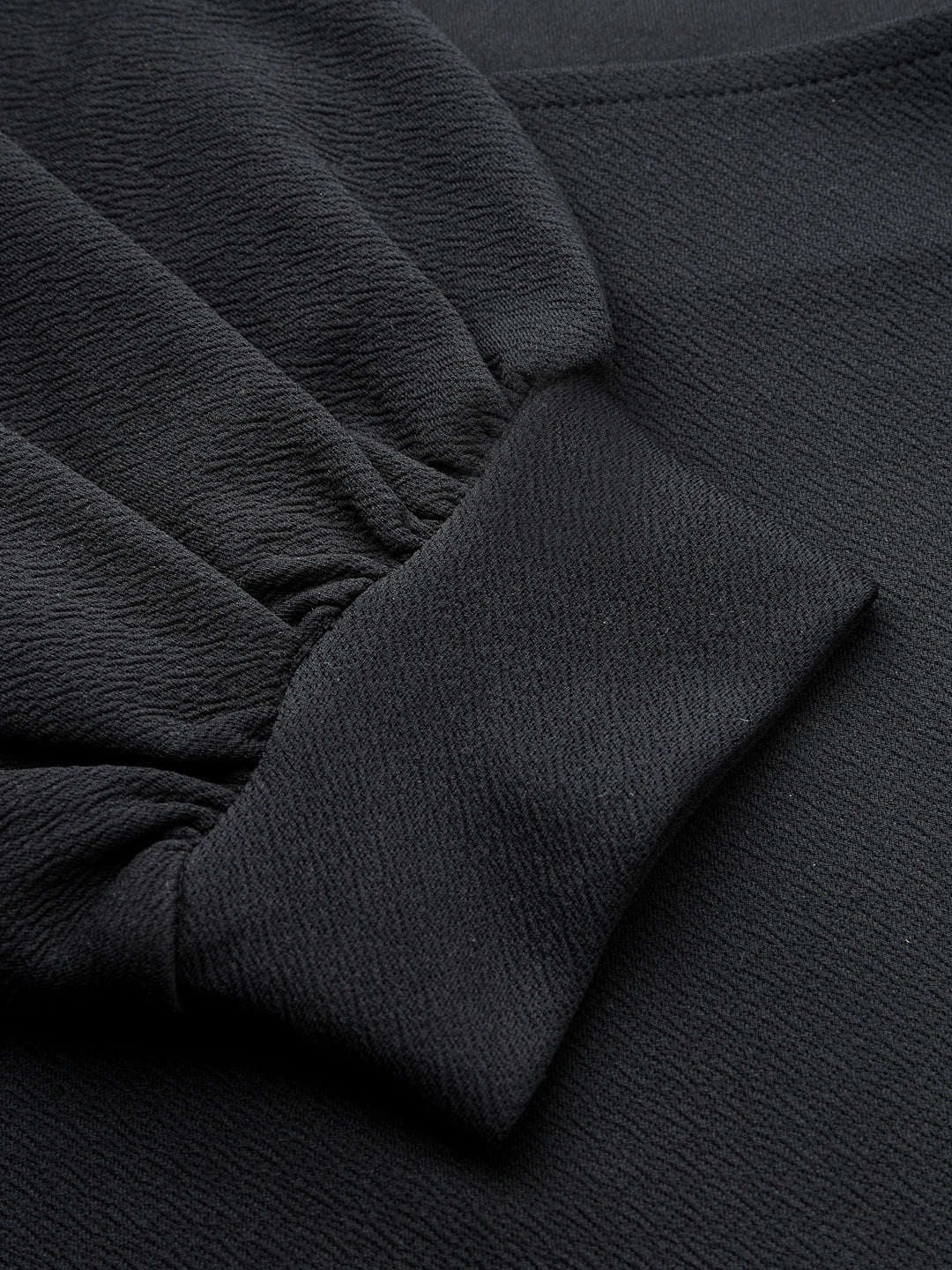 Style Quotient Women Solid Black Polyknit Regular Smart Casual Top-Tops-StyleQuotient