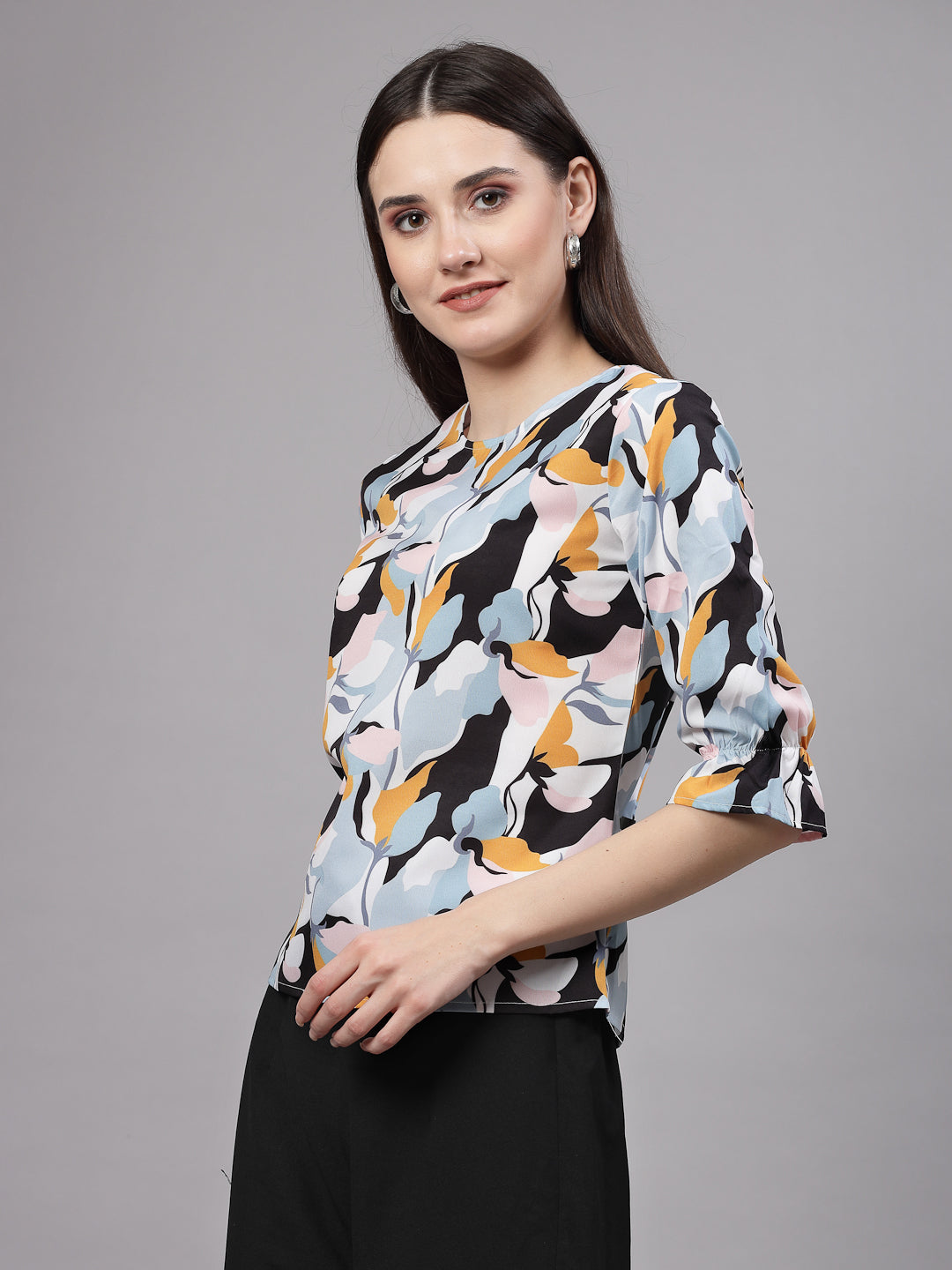 Style Quotient Women Multi Floral Printed Regular Smart Casual Top-Tops-StyleQuotient