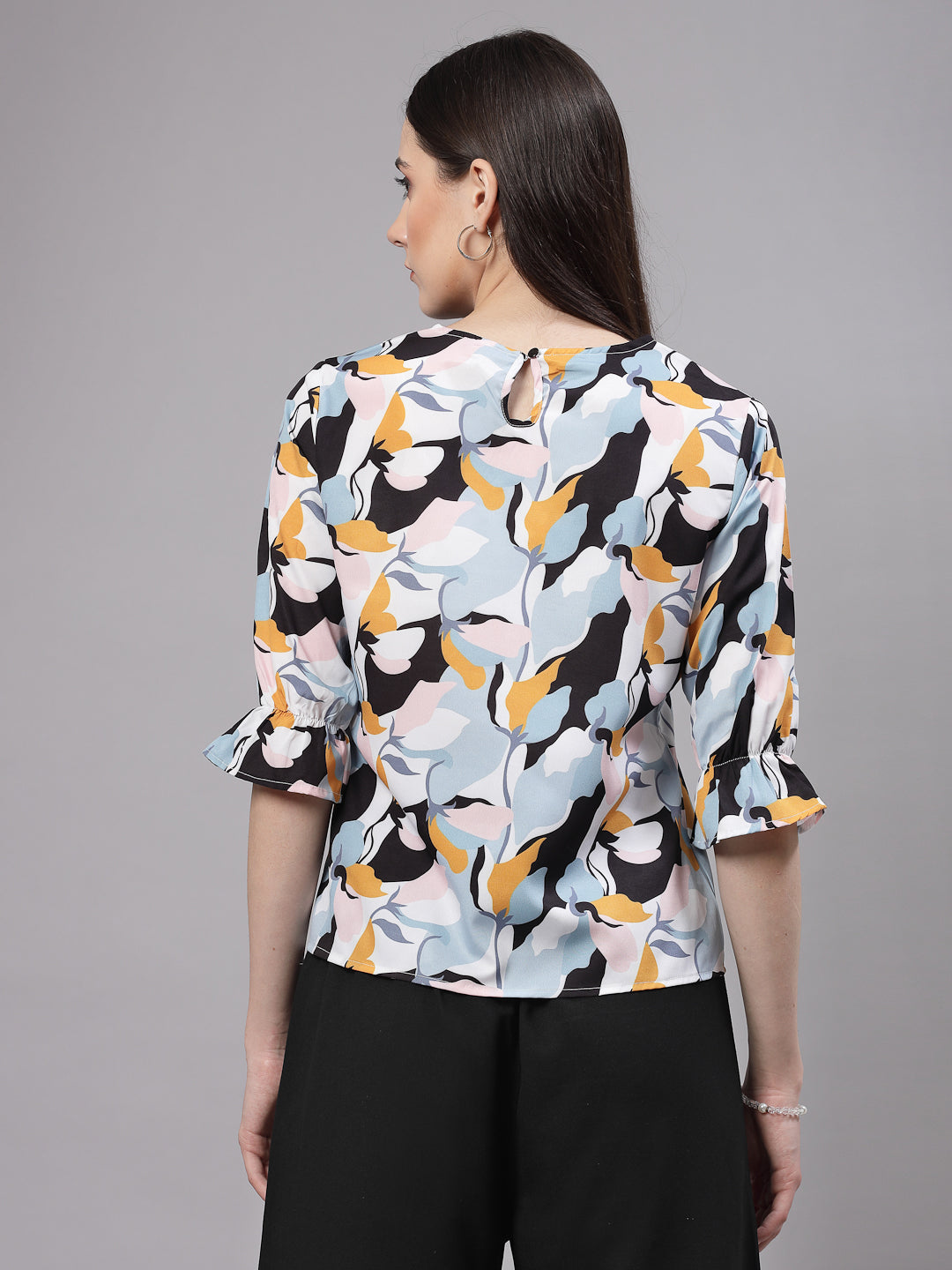 Style Quotient Women Multi Floral Printed Regular Smart Casual Top-Tops-StyleQuotient