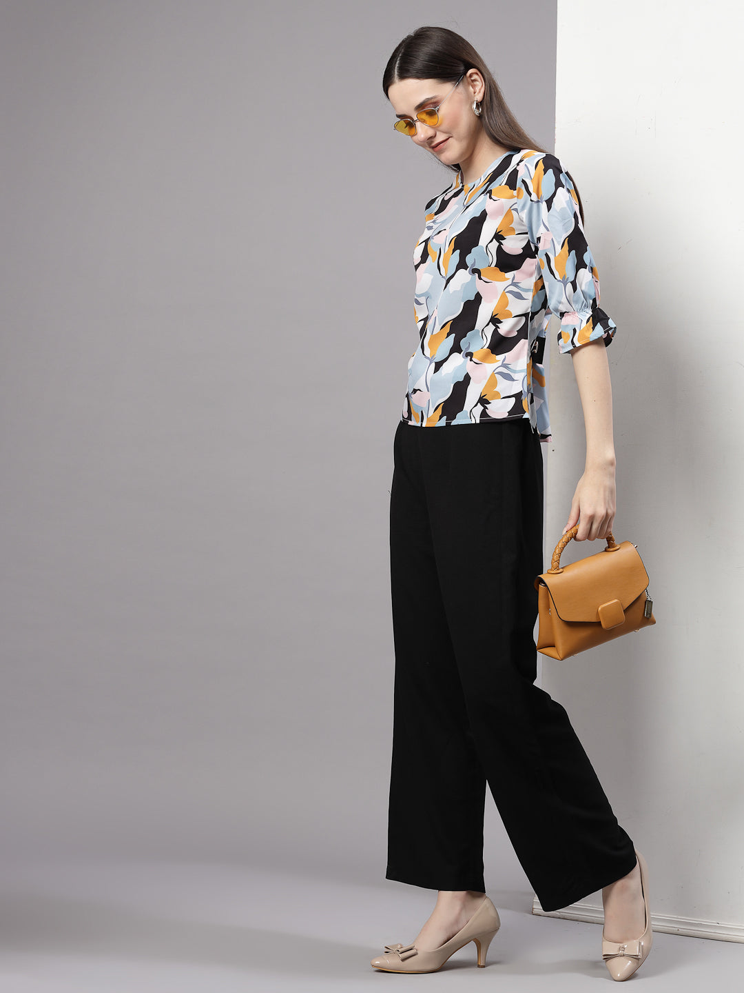 Style Quotient Women Multi Floral Printed Regular Smart Casual Top-Tops-StyleQuotient