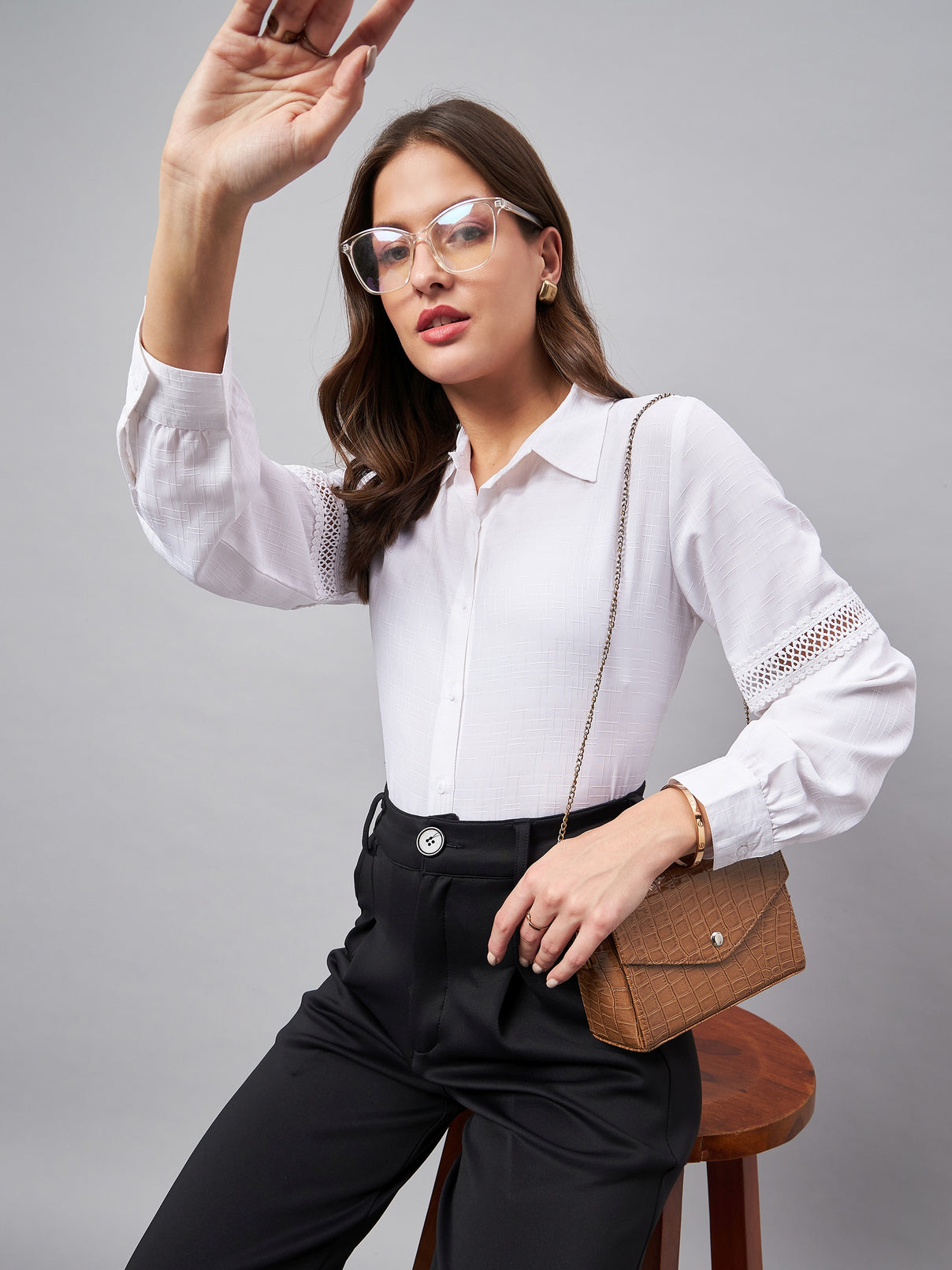 Style Quotient Women Smart White Shirt Spread Collar Full Sleeve Shirt-Shirts-StyleQuotient