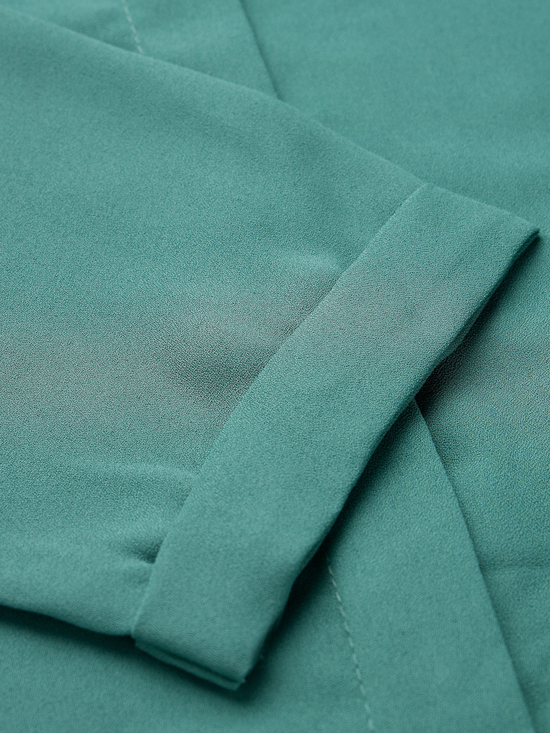 Style Quotient Women Solid Aqua Green Polycrepe Formal Shirt-Shirts-StyleQuotient