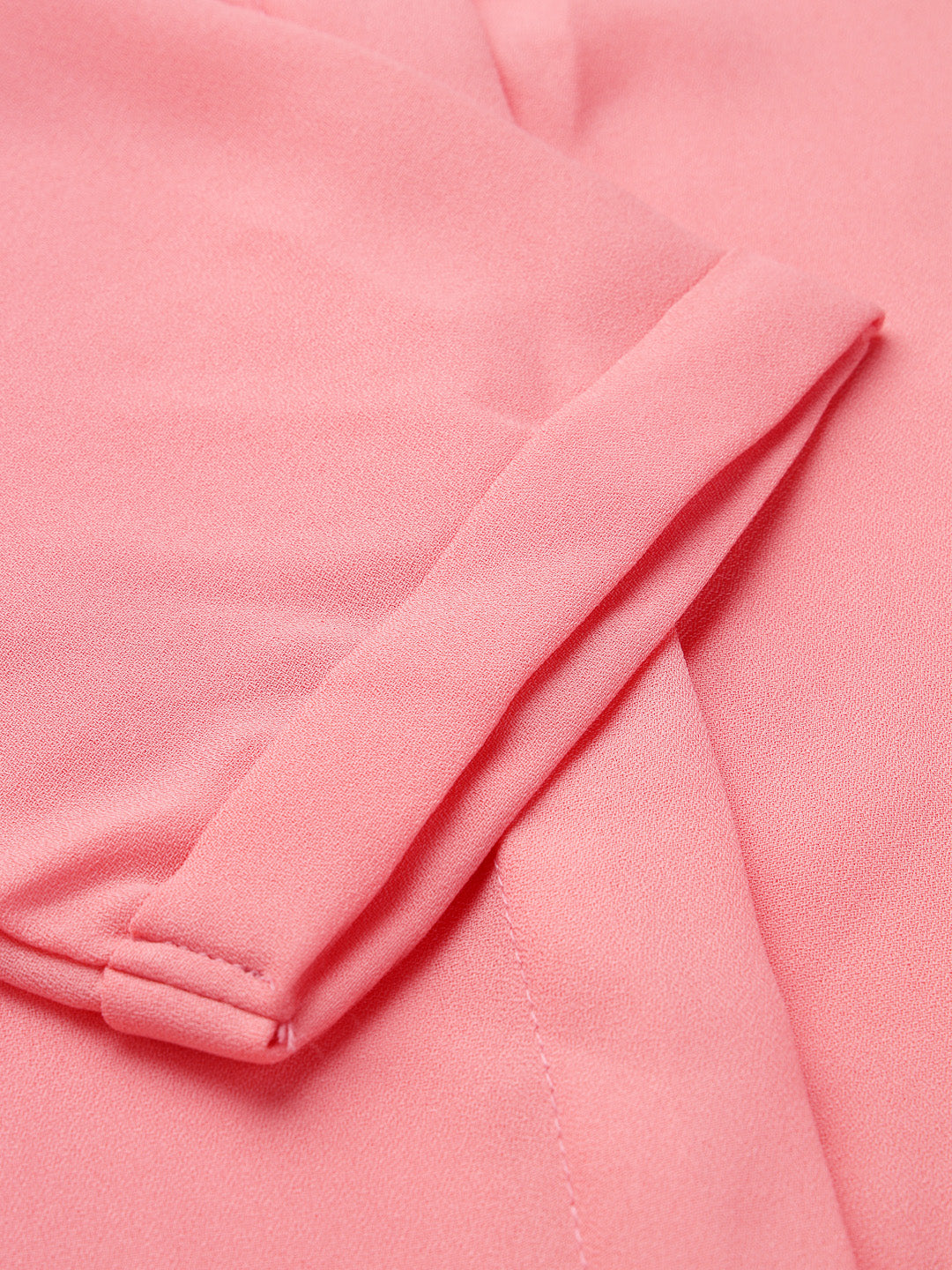 Style Quotient Women Solid Peach Polycrepe Formal Shirt-Shirts-StyleQuotient