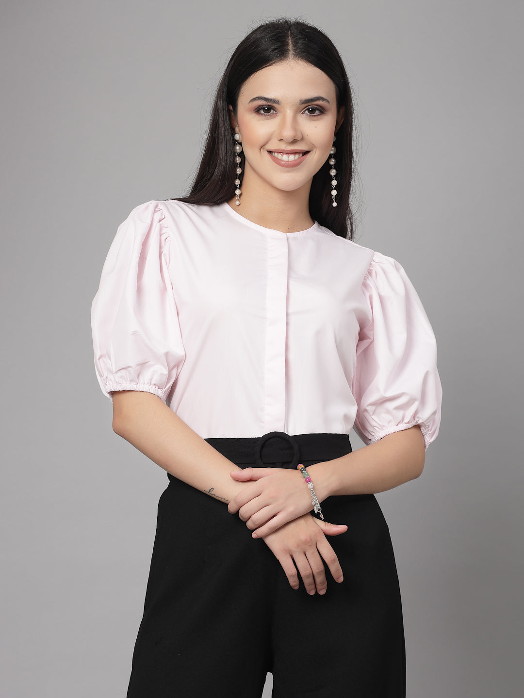 Style Quotient Women Solid Pink Polycotton Regular Formal Shirt-Shirts-StyleQuotient