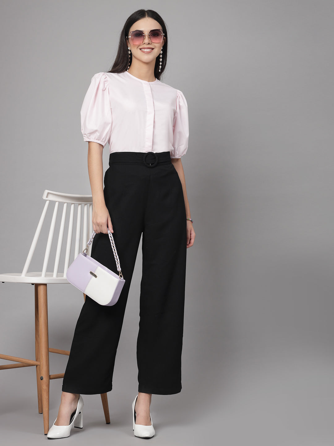 Style Quotient Women Solid Pink Polycotton Regular Formal Shirt-Shirts-StyleQuotient