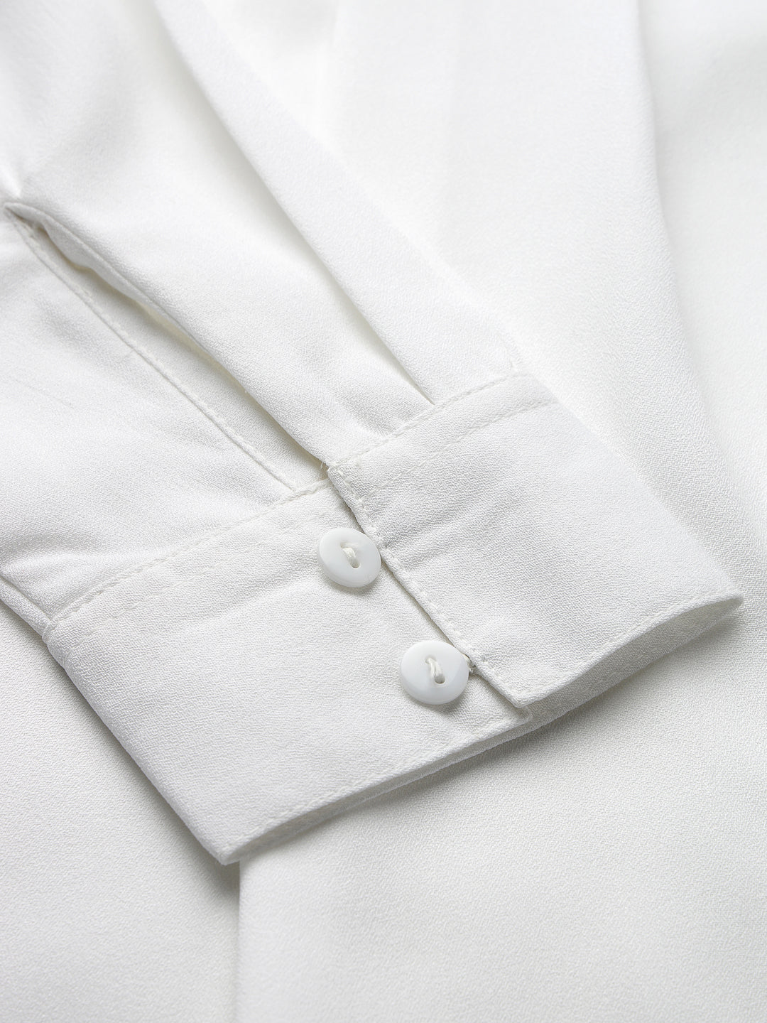 Style Quotient Women Solid White Polyester Cutout Smart Casual Top-Tops-StyleQuotient