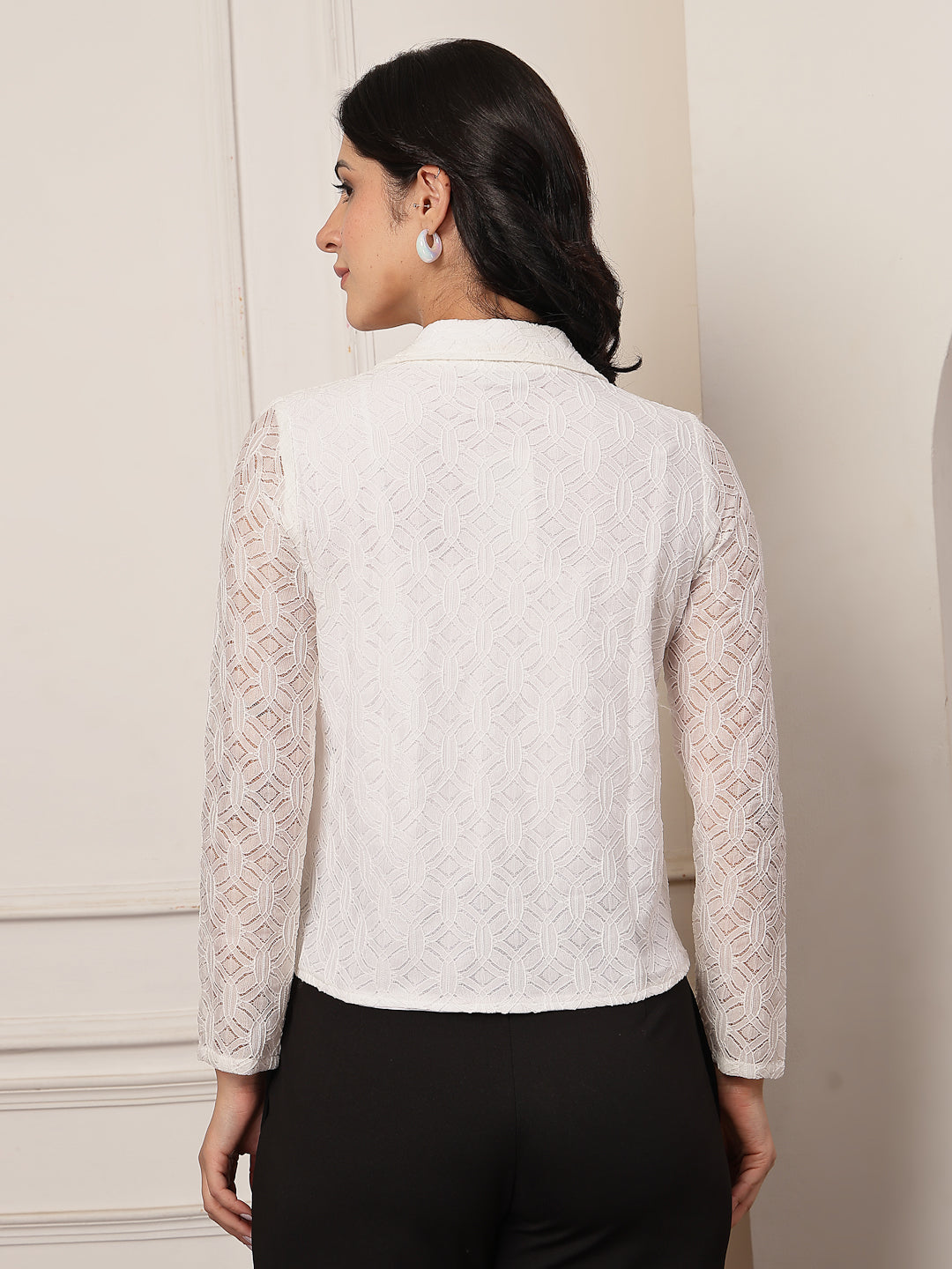 Style Quotient Women Contrast Detailing White and Tan Regular Fit Polycotton Formal Shirt-Shirts-StyleQuotient