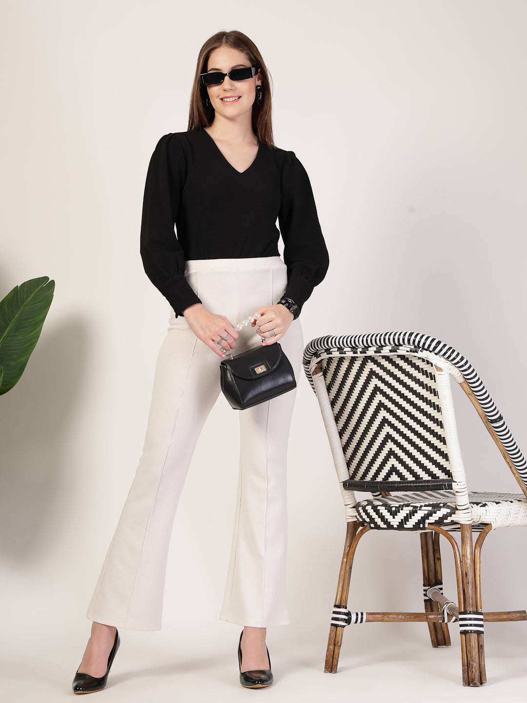 Style Quotient Women Black Knit Top-Tops-StyleQuotient