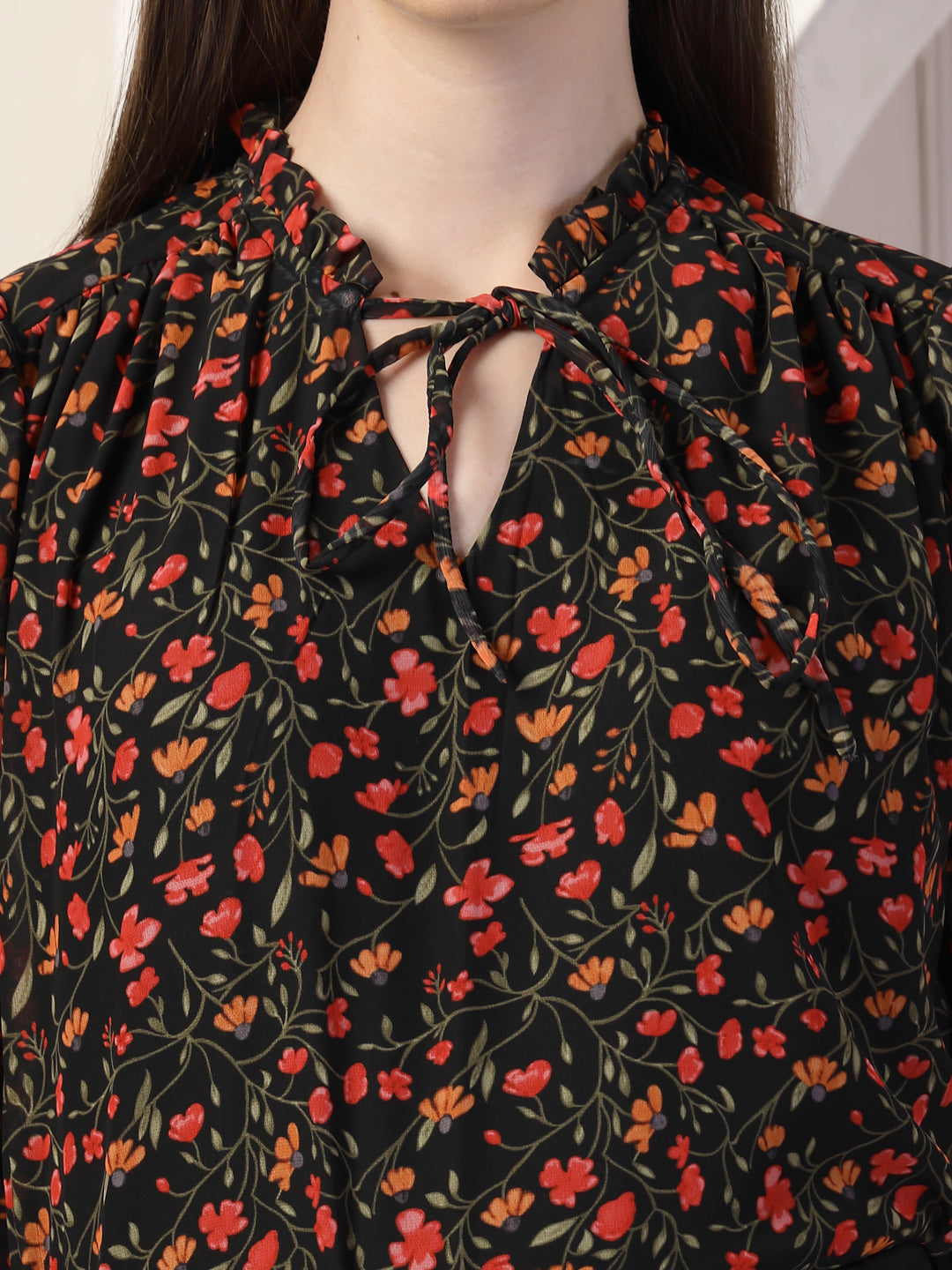Style Quotient Women Multi floral print top-Tops-StyleQuotient