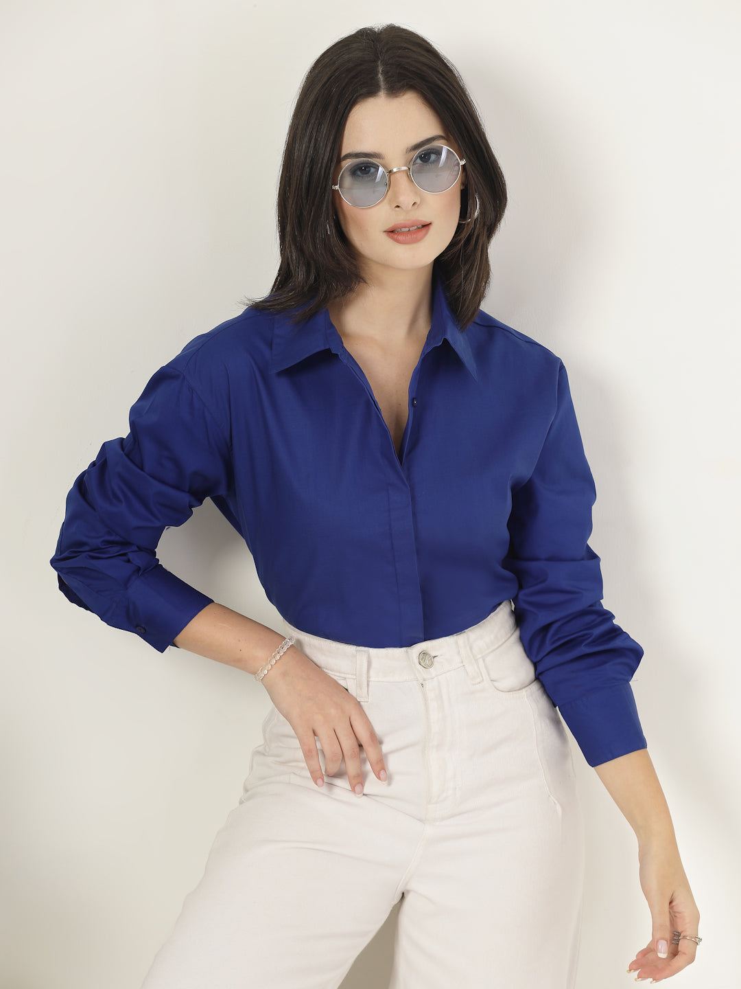 Style Quotient Women Blue Oversized shirt-Shirts-StyleQuotient