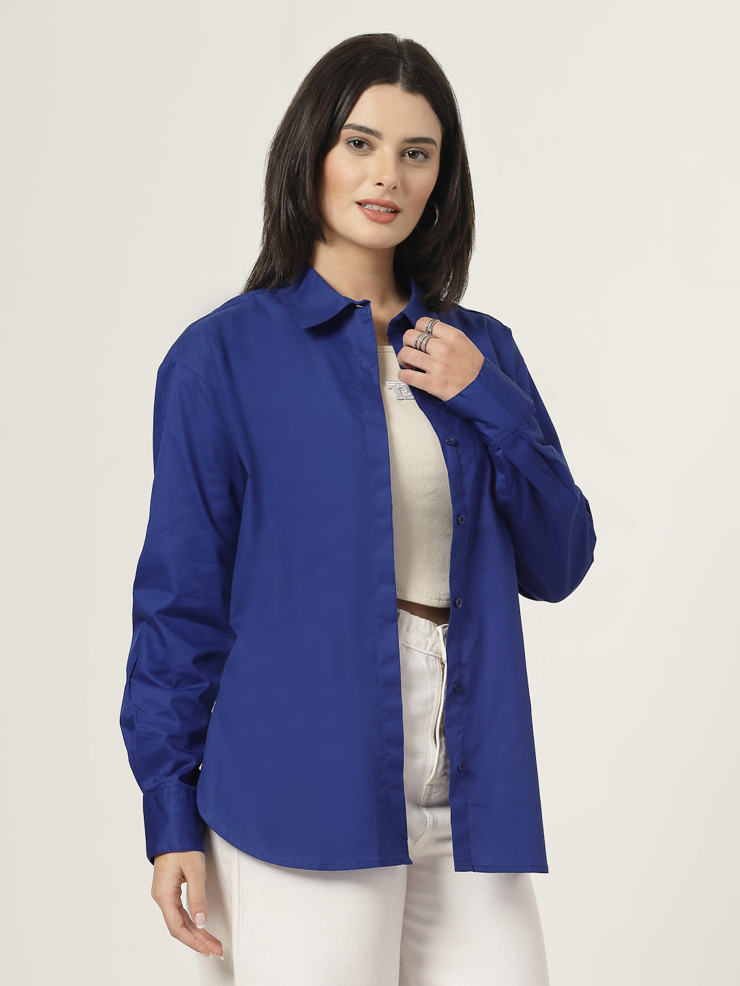 Style Quotient Women Blue Oversized shirt-Shirts-StyleQuotient