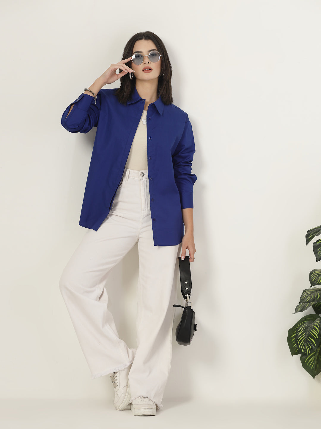 Style Quotient Women Blue Oversized shirt-Shirts-StyleQuotient