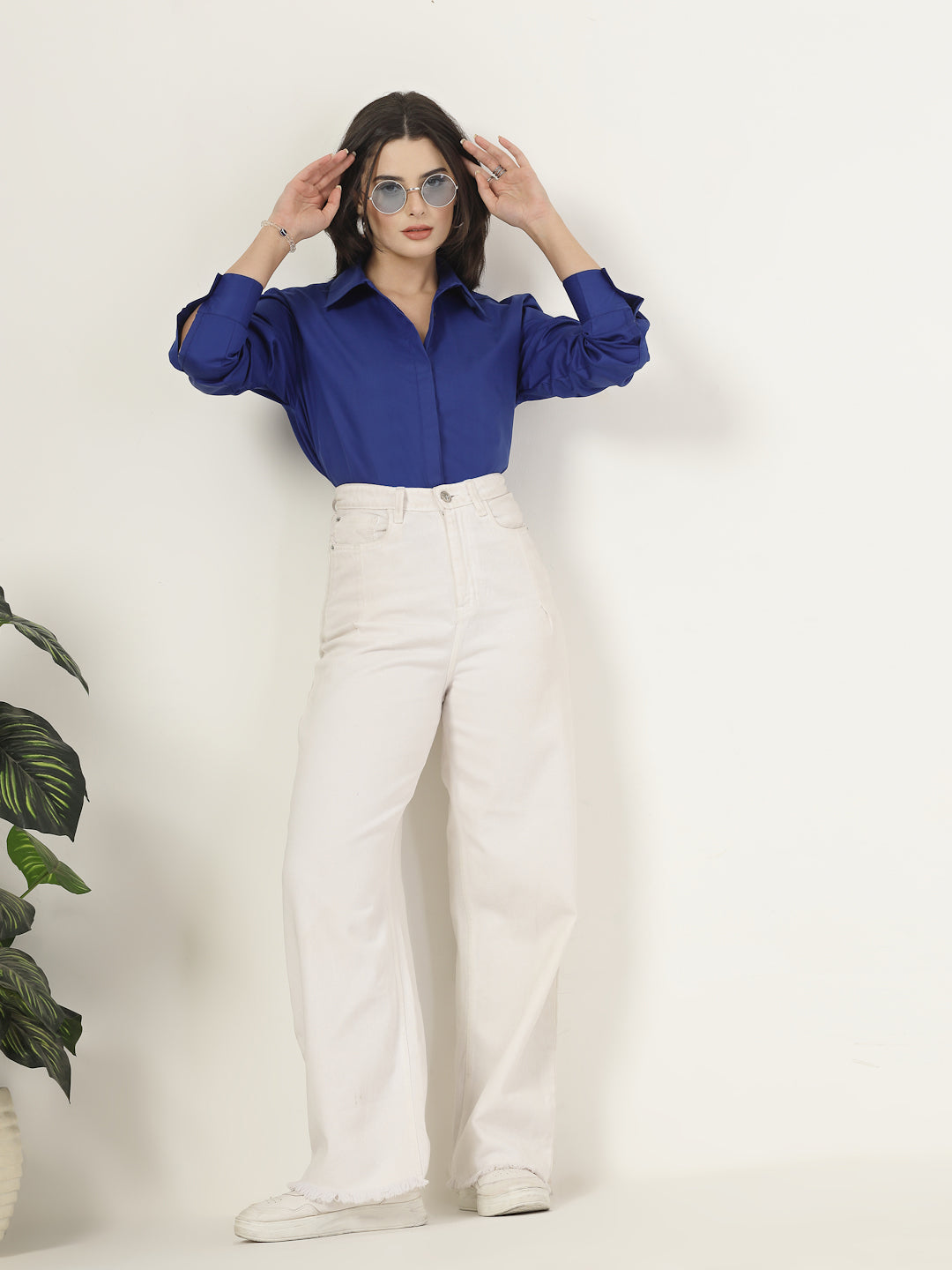 Style Quotient Women Blue Oversized shirt-Shirts-StyleQuotient