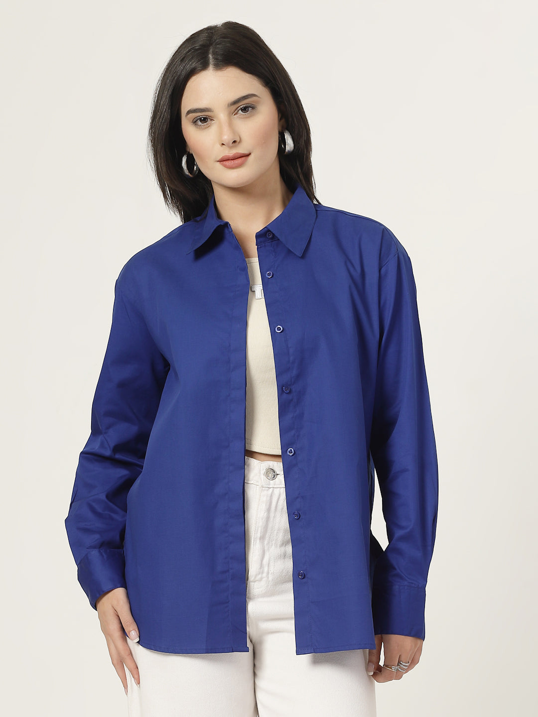 Style Quotient Women Blue Oversized shirt-Shirts-StyleQuotient