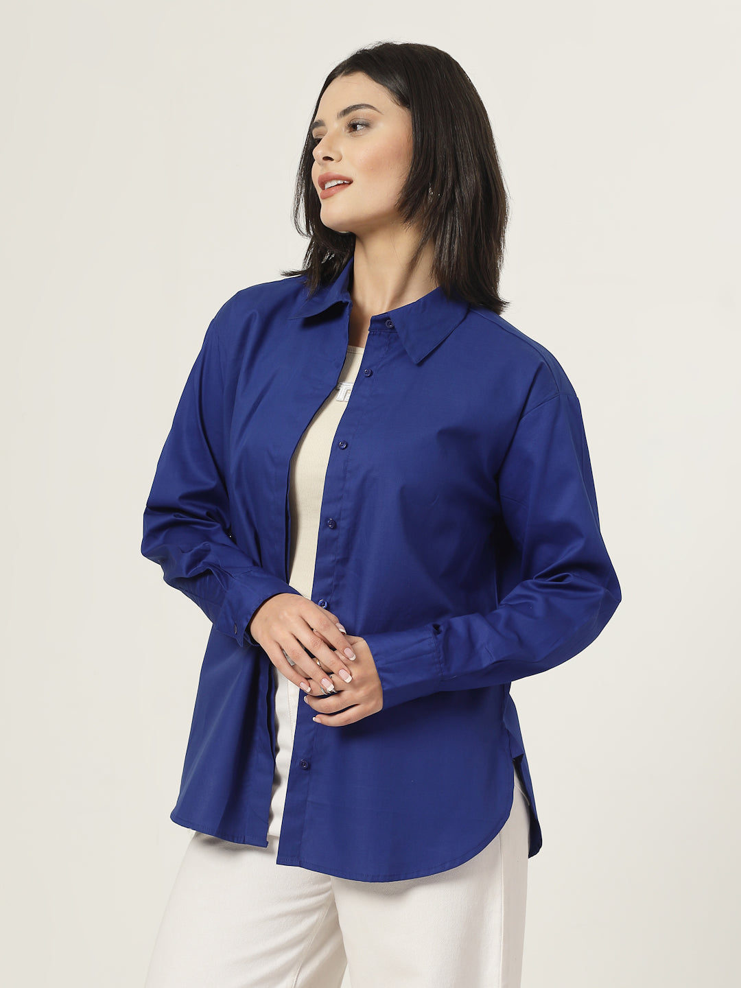 Style Quotient Women Blue Oversized shirt-Shirts-StyleQuotient