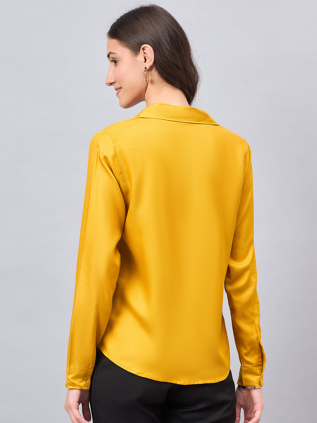 Style Quotient Women Musturd Solid Formal Shirt-Shirts-StyleQuotient