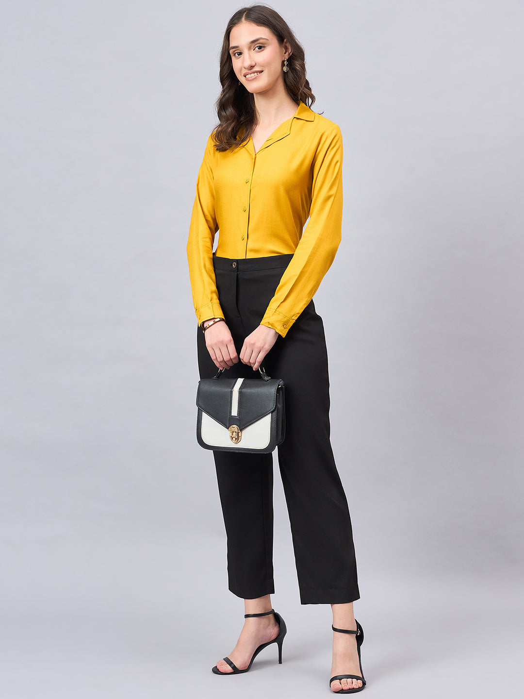 Style Quotient Women Musturd Solid Formal Shirt-Shirts-StyleQuotient