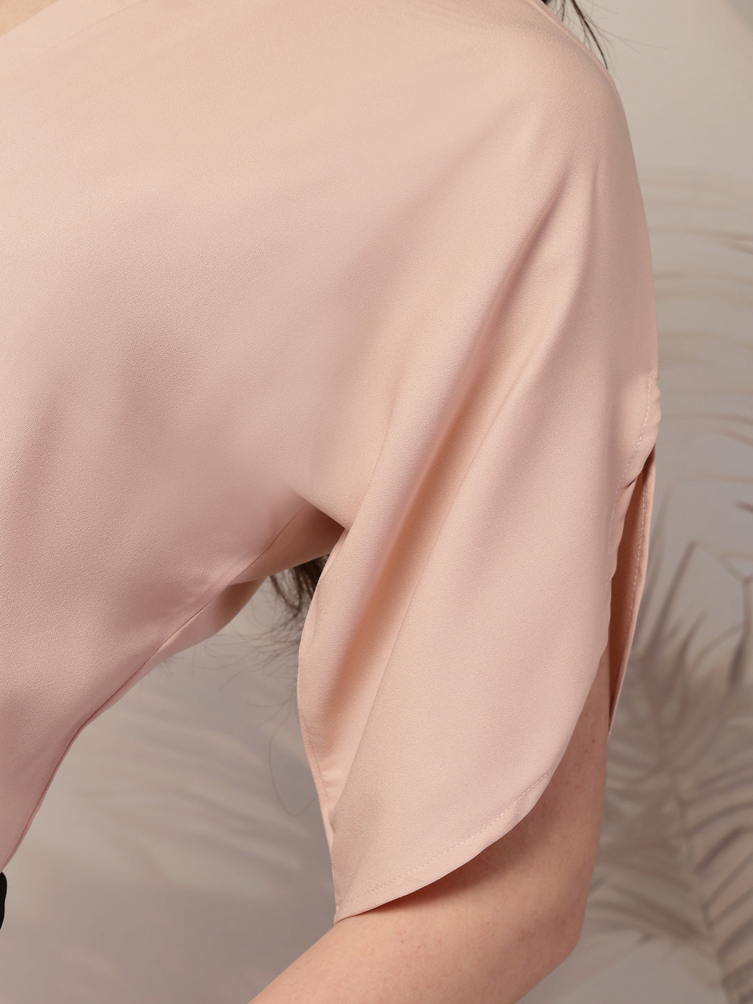 Style Quotient Women Solid Nude Polymoss Formal Top-Tops-StyleQuotient