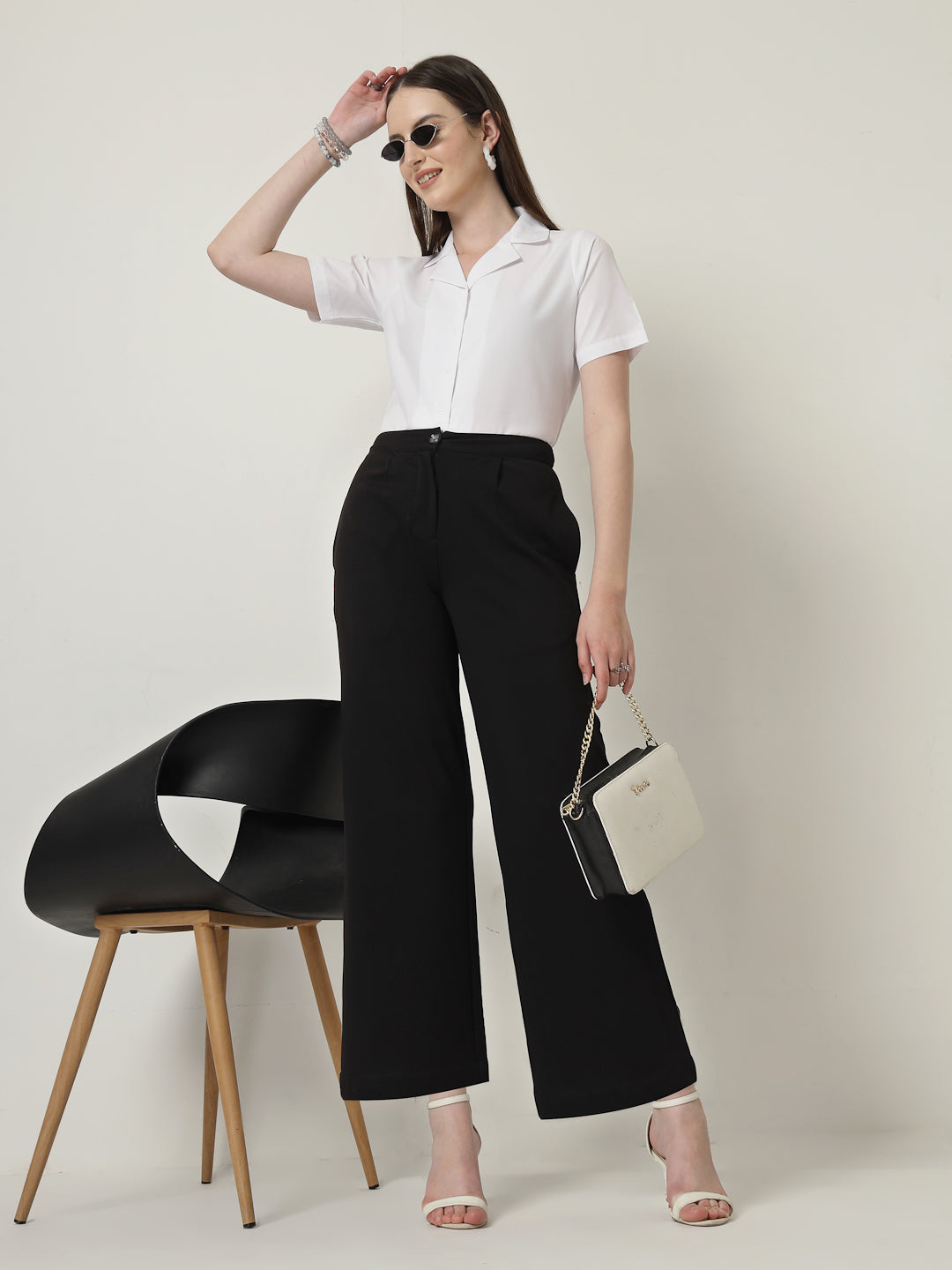 Style Quotient Women Solid White Polycotton Formal Shirt-Shirts-StyleQuotient