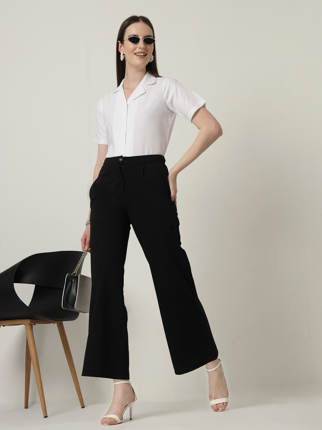 Style Quotient Women Solid White Polycotton Formal Shirt-Shirts-StyleQuotient