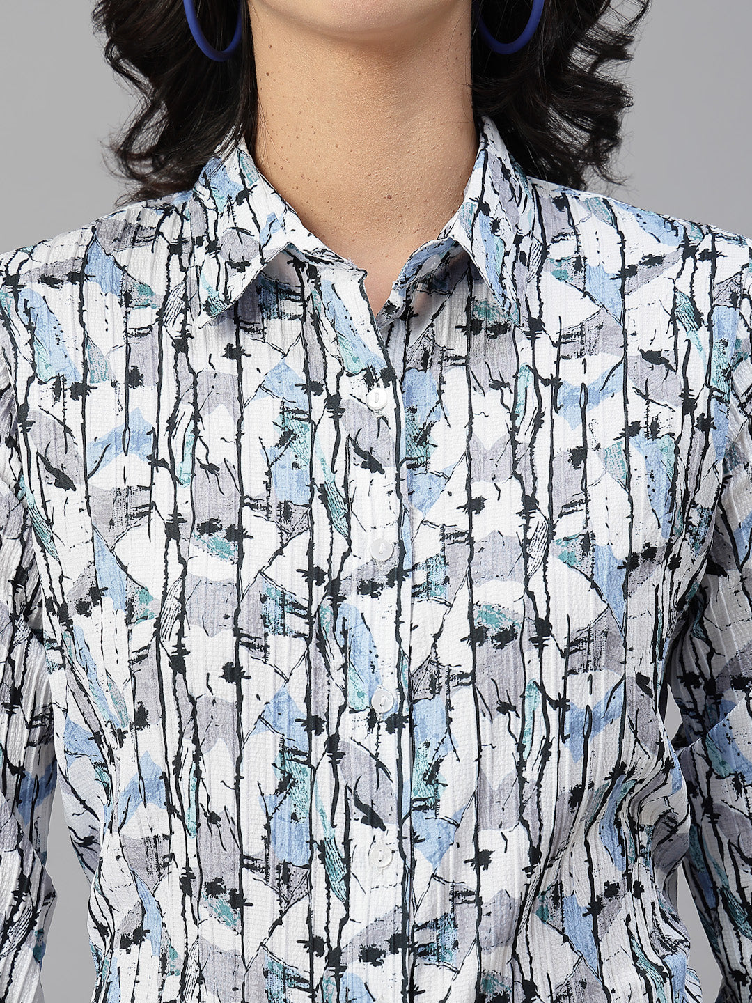 Style Quotient Women white stripes printed shirt-Shirts-StyleQuotient