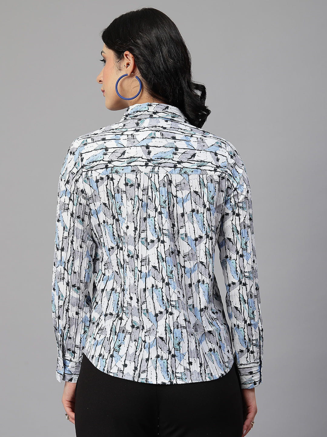 Style Quotient Women white stripes printed shirt-Shirts-StyleQuotient