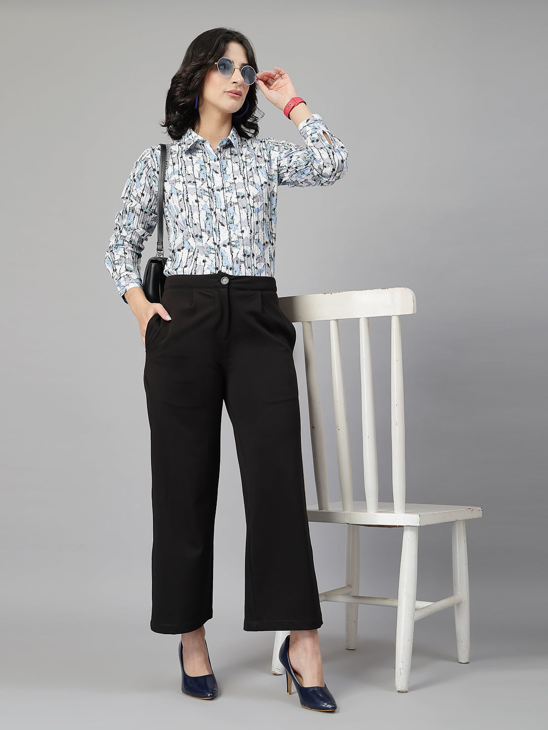 Style Quotient Women white stripes printed shirt-Shirts-StyleQuotient