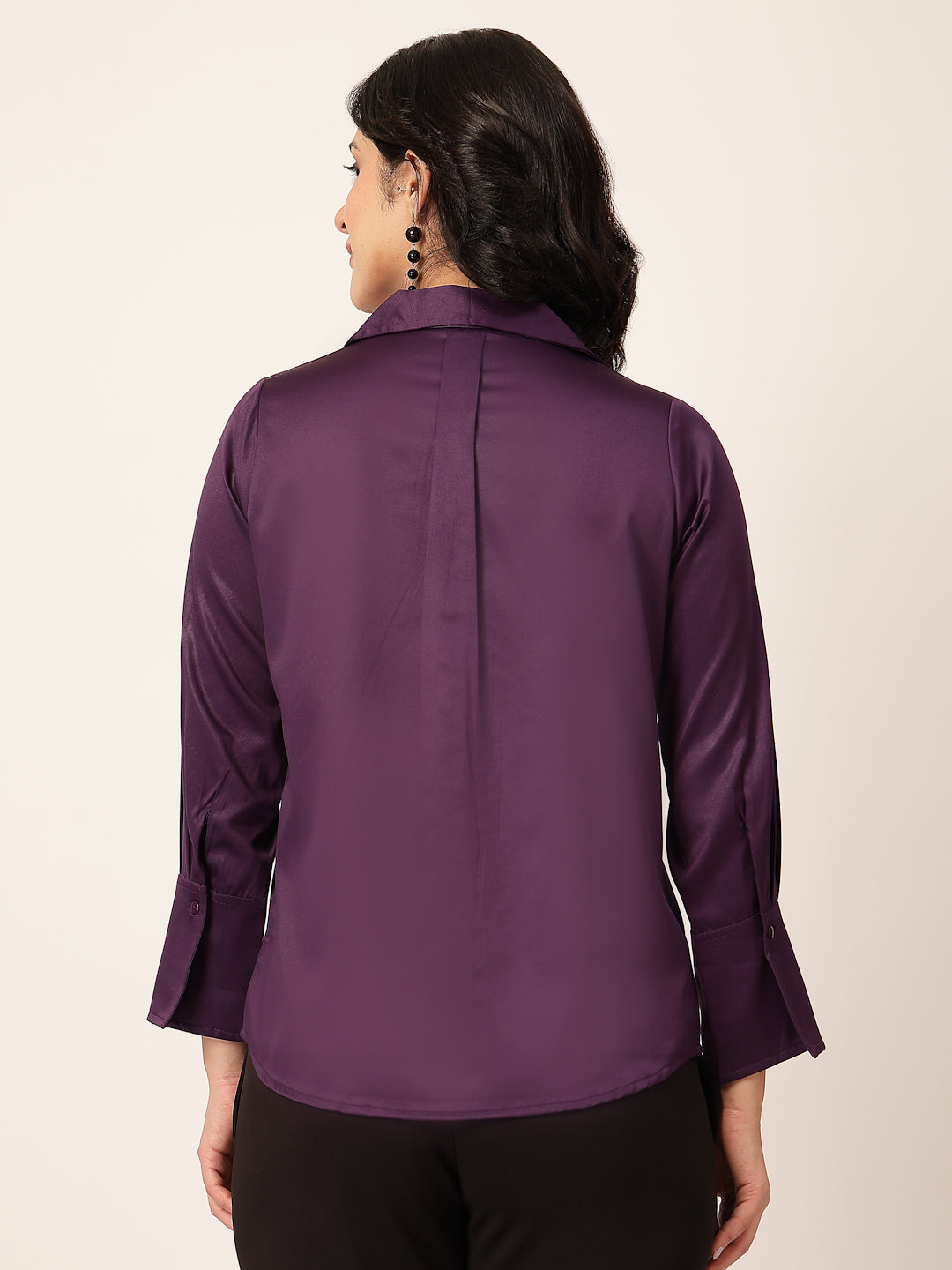 Style Quotient Women Wine Solid Satin Shirt-Shirts-StyleQuotient